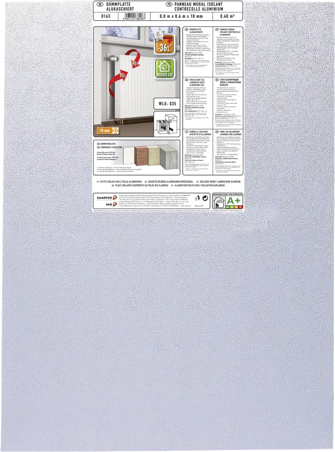 Climapor Dämmplatte alukaschiert, 10 mm 0,8 m x 0,6 m 10 mm Climapor Dämmplatte alukaschiert, 10 mm 0,8 m x 0,6 m 10 mm
