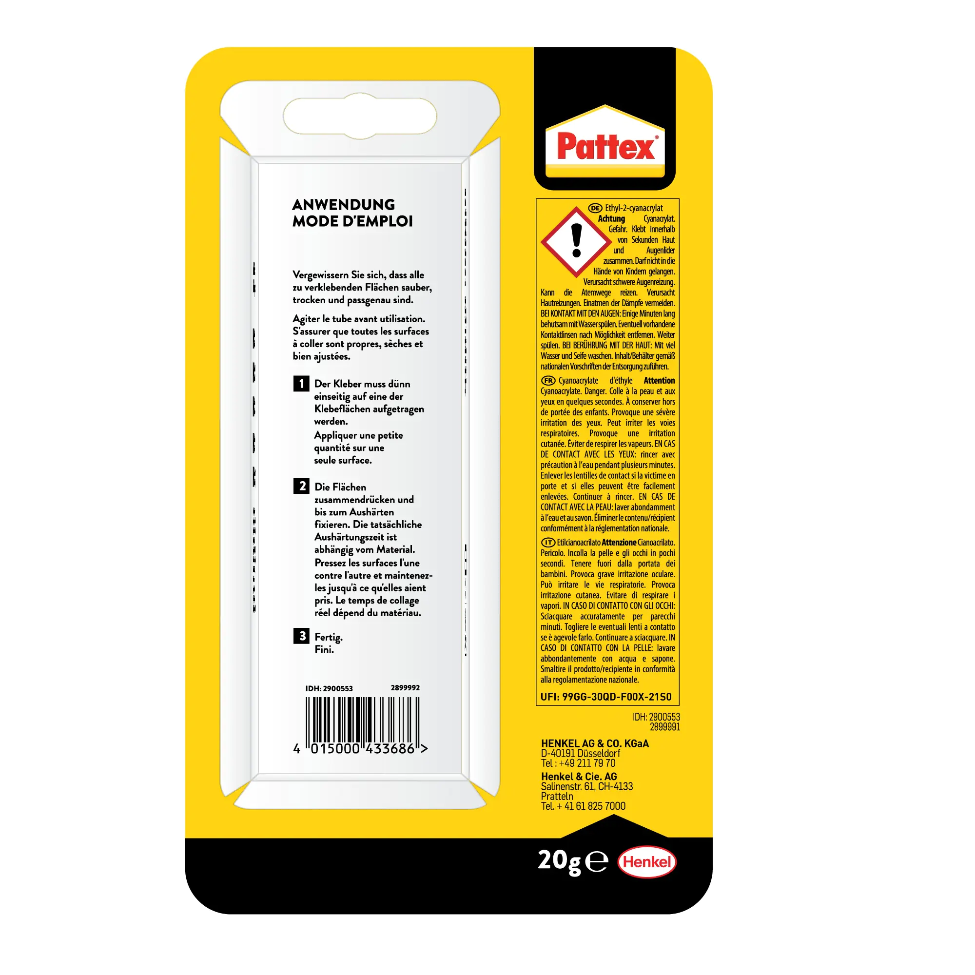 Pattex 60sec. Universalkleber 20 g Tube, klar & farblos