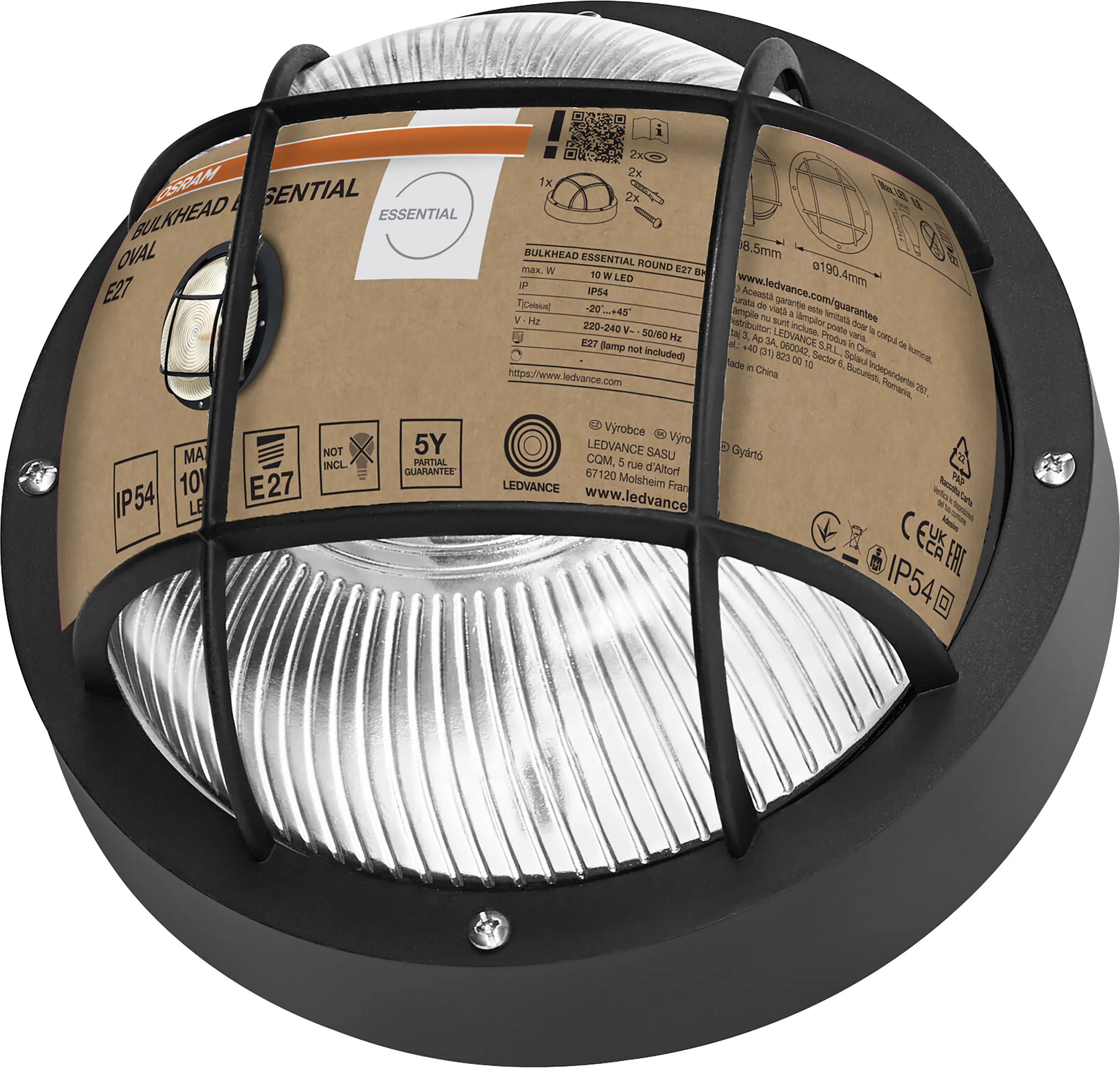Osram LED Wandleuchte Bulkhead Essential Round E27 schwarz Osram LED Wandleuchte Bulkhead Essential Round E27 schwarz