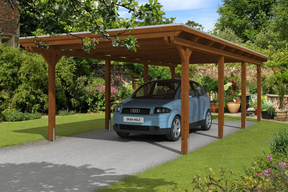 SKAN HOLZ Carport Emsland 404 x 846 cm mit Aluminiumdach