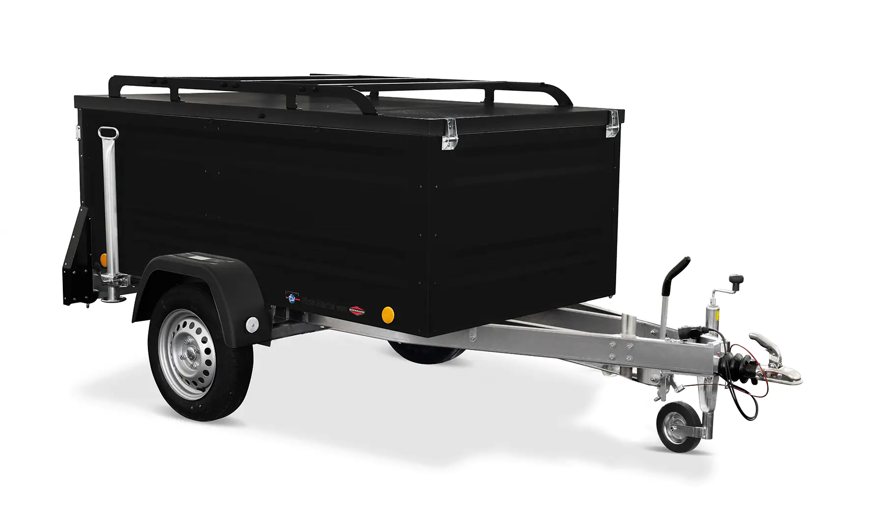 TPV Kofferanhänger KT-EB2 schwarz pulverbeschichtet gebremst 1000 kg mit Radstoßdämpfern