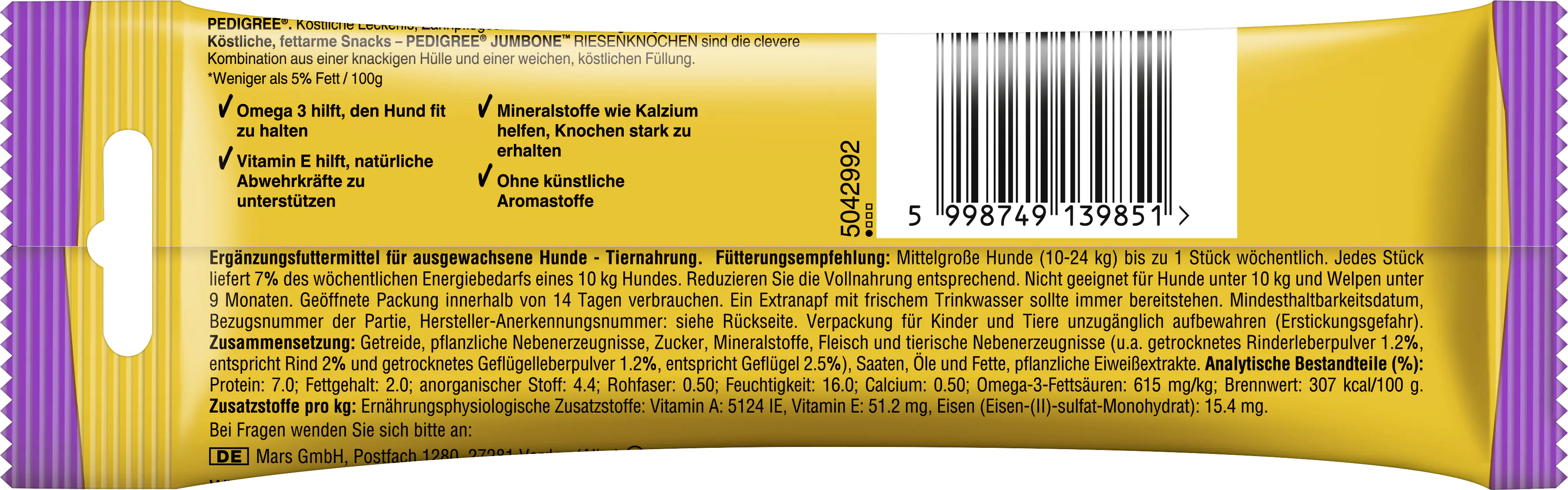 Pedigree Hundesnack Jumbone Riesenknochen mit Rind und Geflügel
