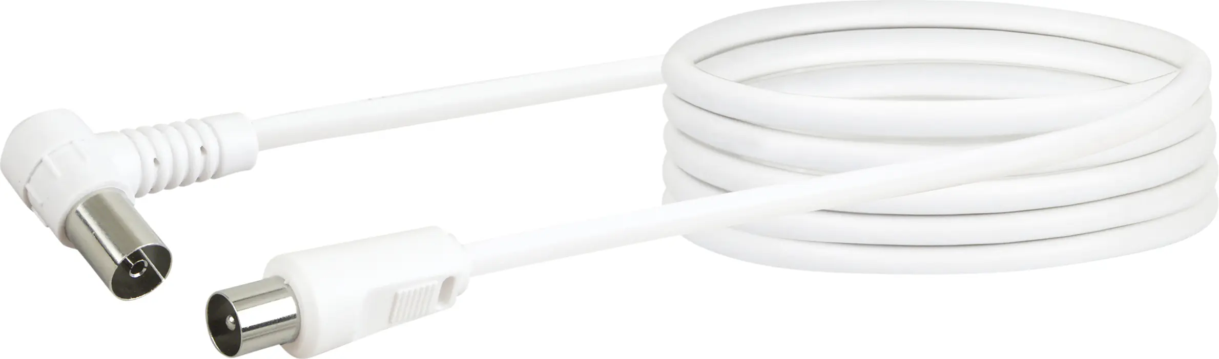 Schwaiger Antennen Anschlusskabel KVKW30 532 (75dB) weiß, 3,0m, 90° gewinkelt, 1x IEC Stecker / 1x I