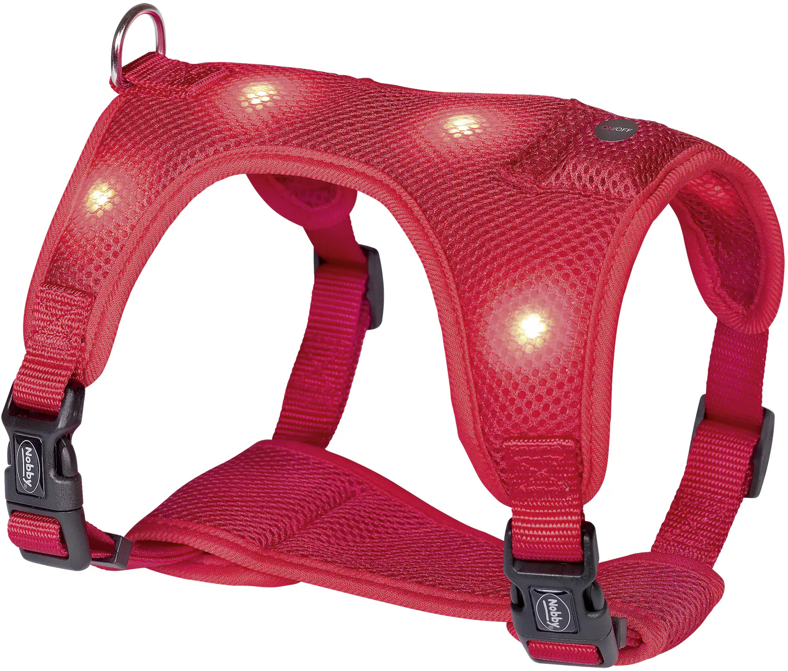 Nobby LED Hundegeschirr Flash Mesh rot
