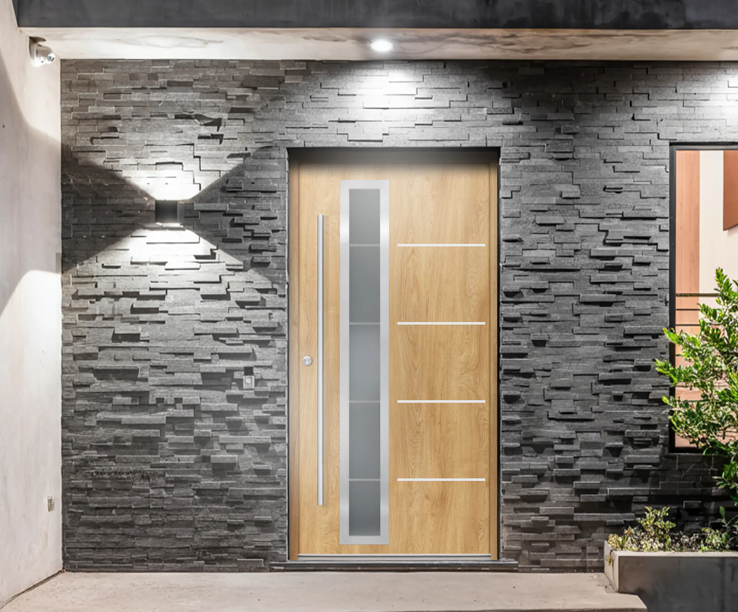 Splendoor Haustür Passivedoor Premium B06 Eiche Natur DIN Links 100 x 210 cm