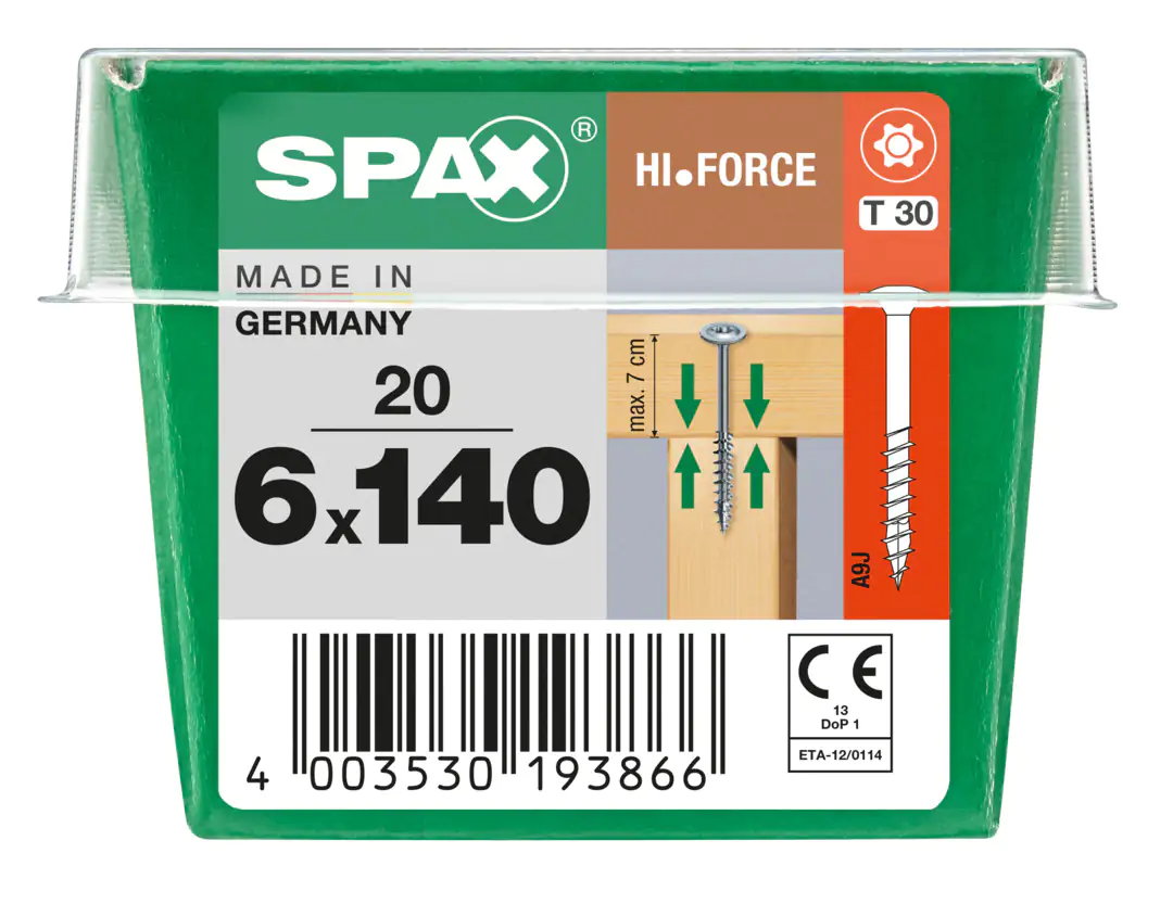 Spax Holzbauschrauben 6.0 x 140 mm TX 30 Tellerkopf - 20 Stk. Spax Holzbauschrauben 6.0 x 140 mm TX 30 Tellerkopf - 20 Stk.