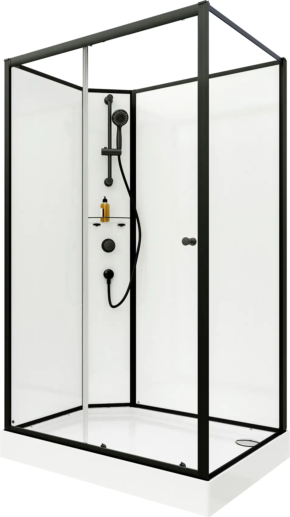 Breuer Komplettdusche BR 100 Schiebetür + Seitenwand li 90x120x204 cm, Schwarz, Klarglas hell