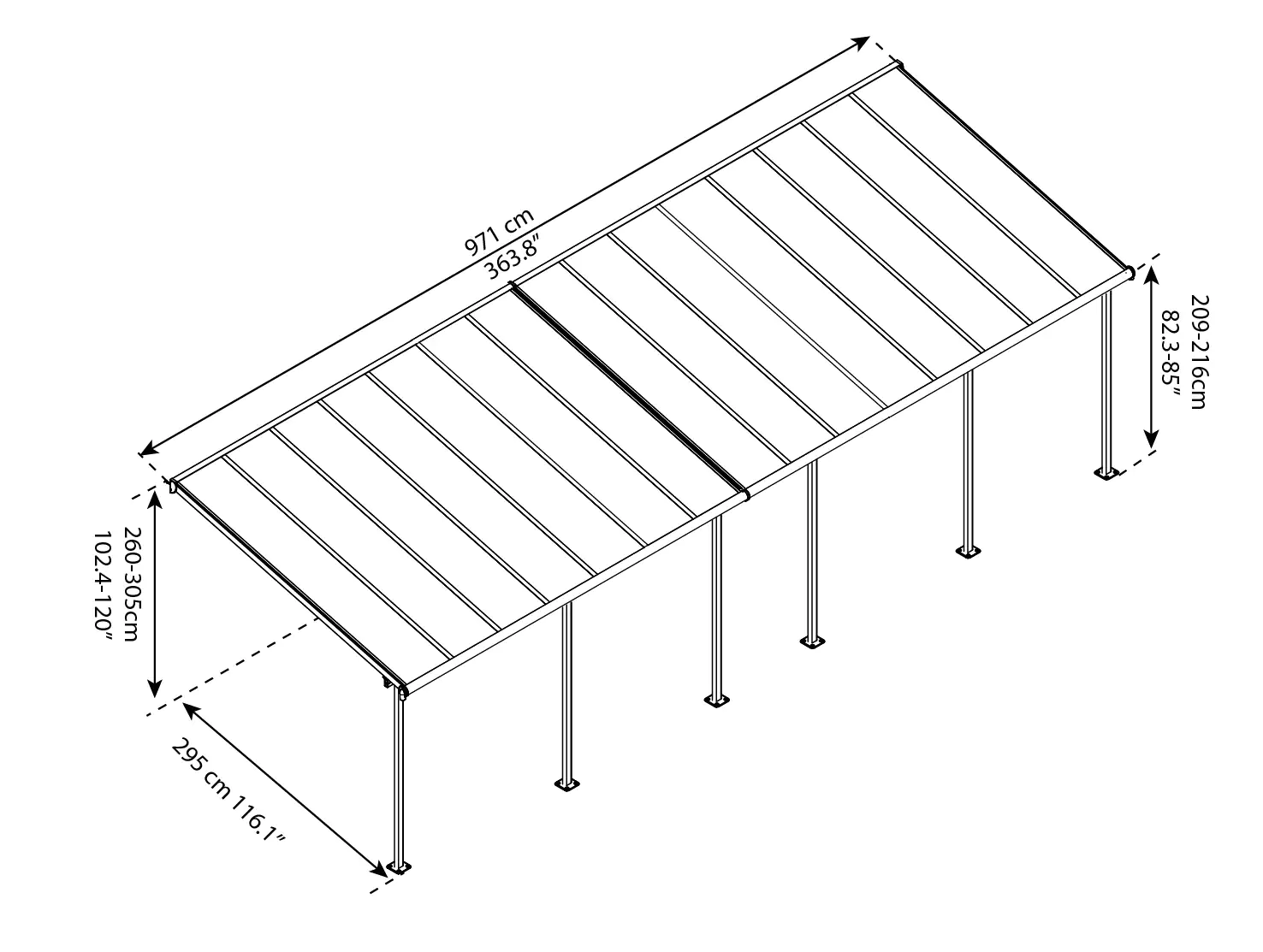 7290108138986 Canopia Terrassenüberdachung Capri 300 x 971 cm
