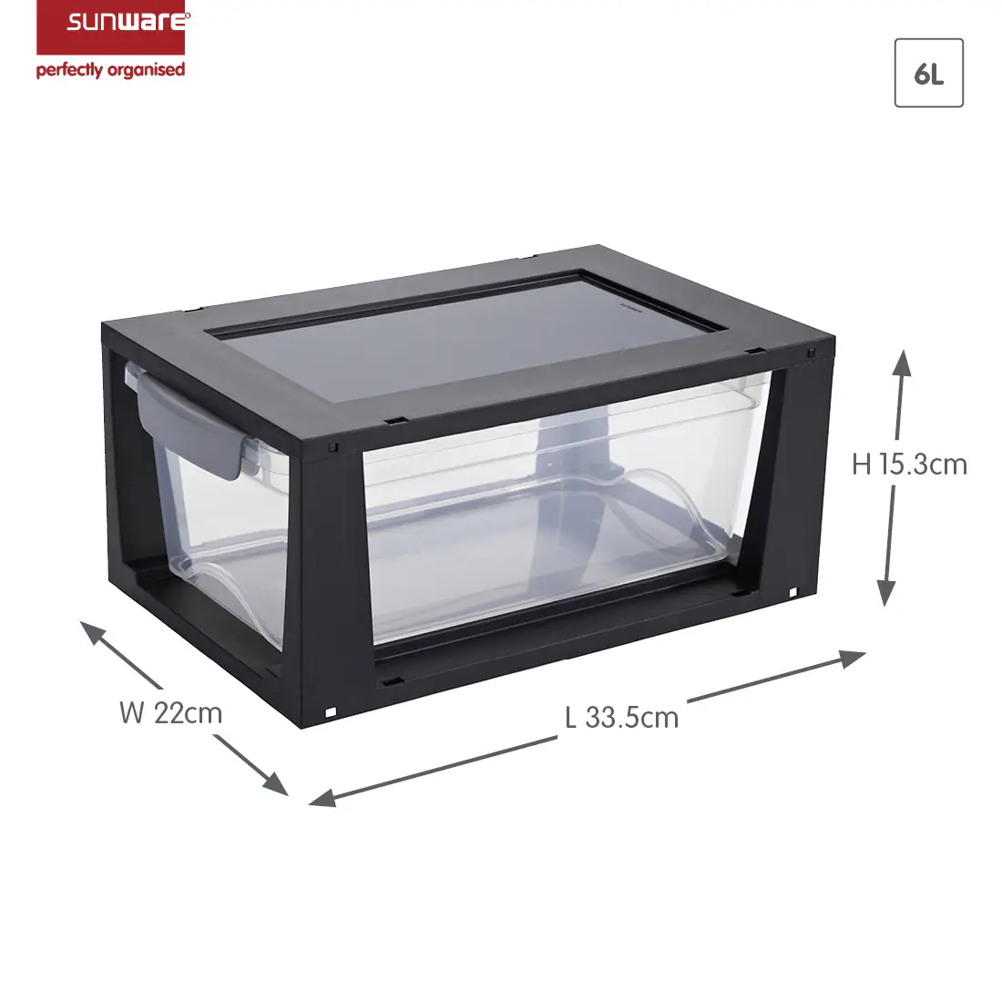 Sunware Omega Drawer unit 6L transparent schwarz Sunware Omega Drawer unit 6L transparent schwarz