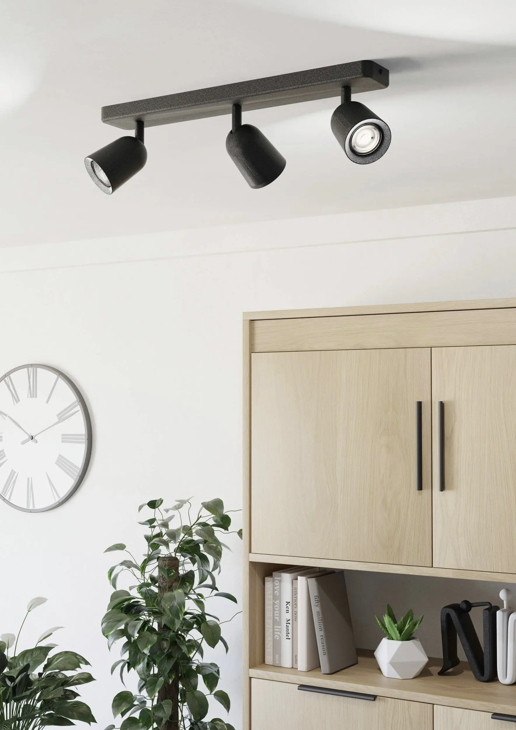 Eglo Leuchten 3er Spot Camaldoli schwarz 52 x 12 cm