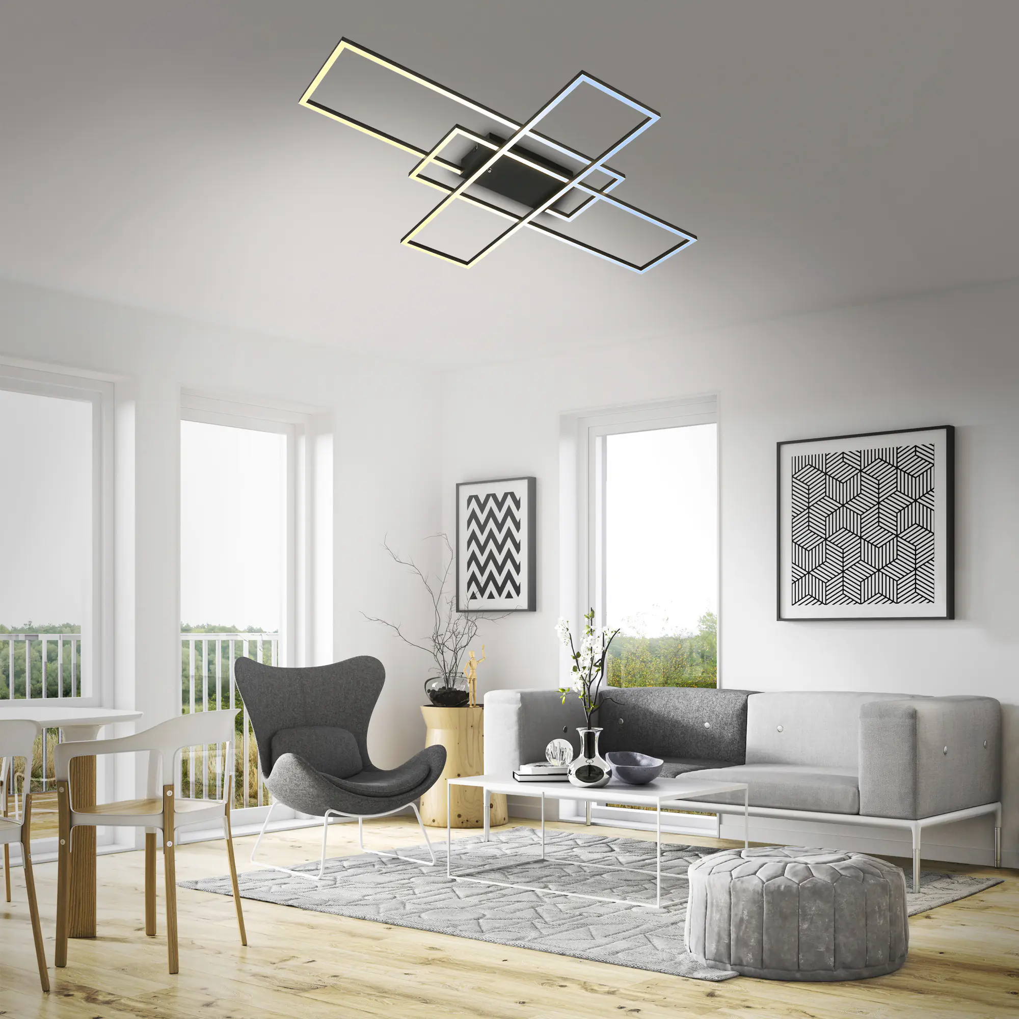 Briloner LED-Deckenleuchte Roami 104 x 71 cm schwarz CCT dimmbar