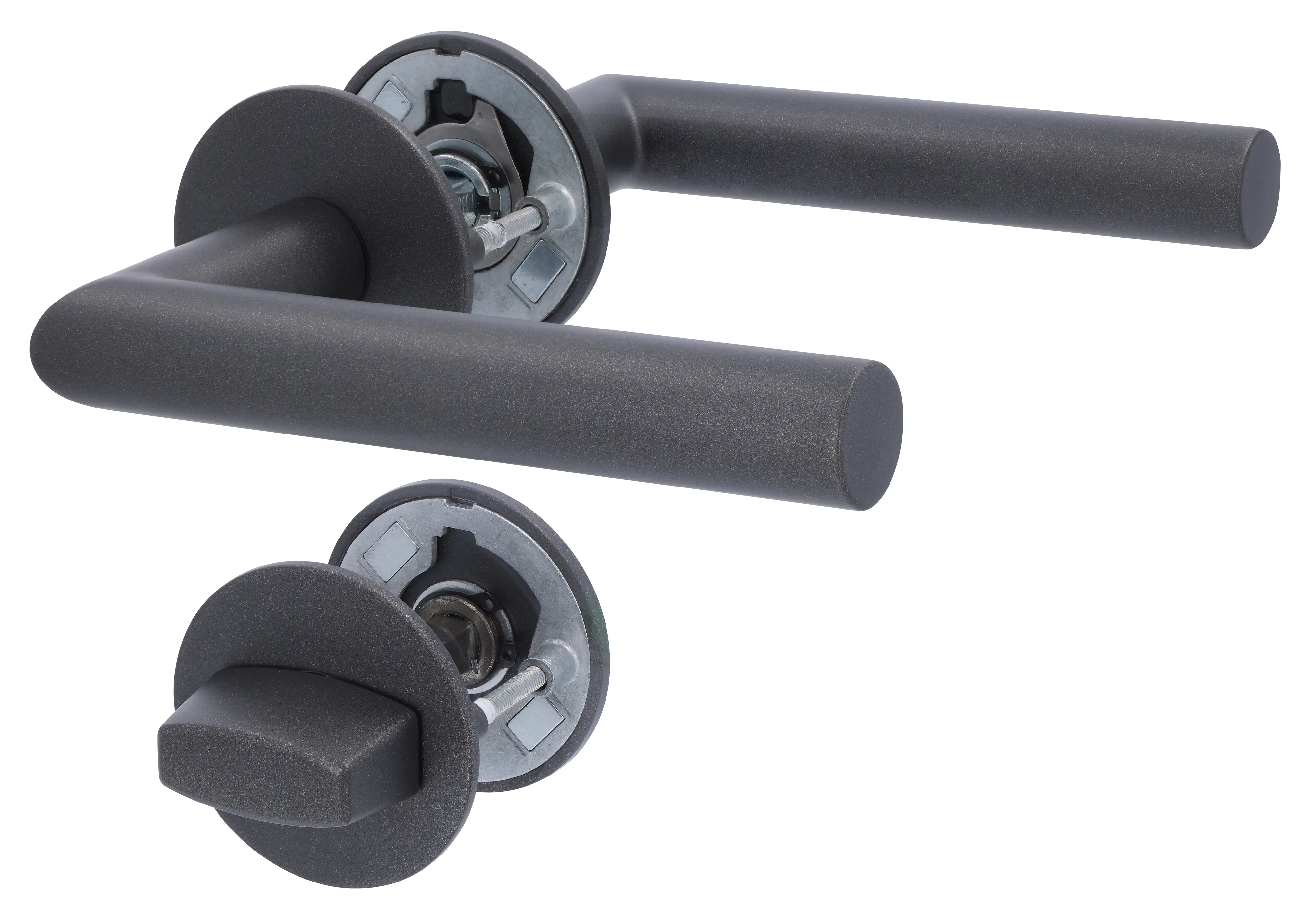 Alpertec WC-Rosettengarnitur Fair I Flat Magnet Edelstahl kaschmirgrau rund