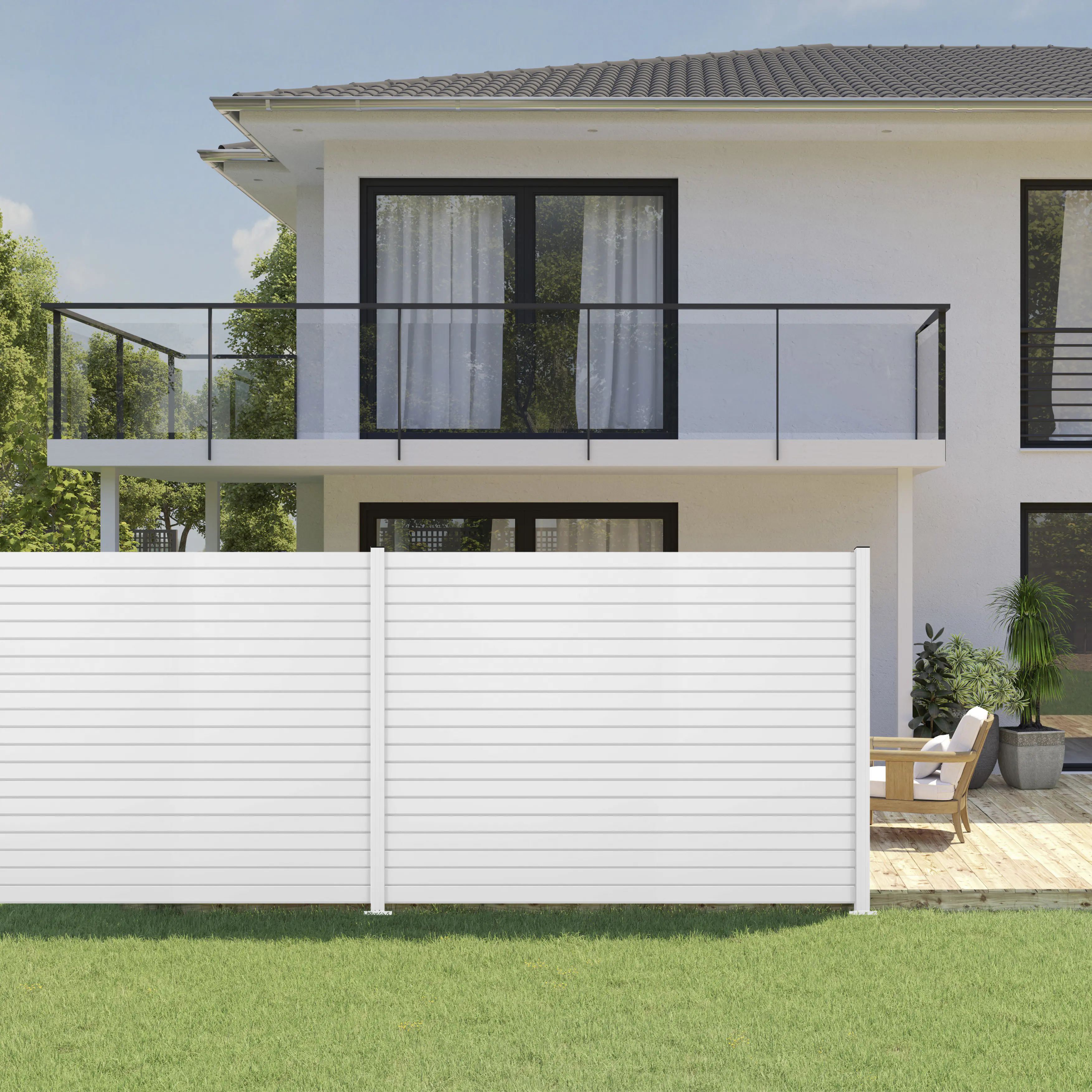 Ambiente Alu-Zaun Grundset Rhombus MINI 187 x 244,2 cm weiß