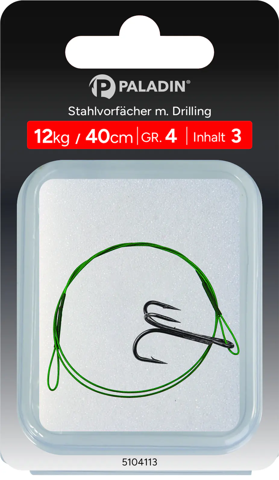 Paladin Stahlvorfach Drilling Gr. 6 Tragkraft 8 kg Länge 40cm 3 Stück