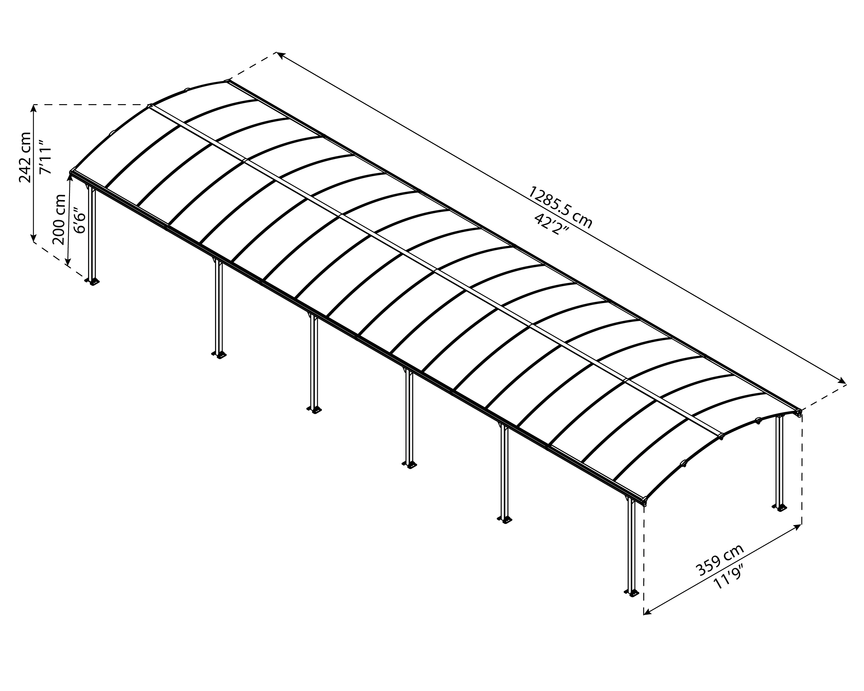 7290108601152_6 Canopia Carport Arcadia Alpine 12700 1290 x 359 x 307 cm