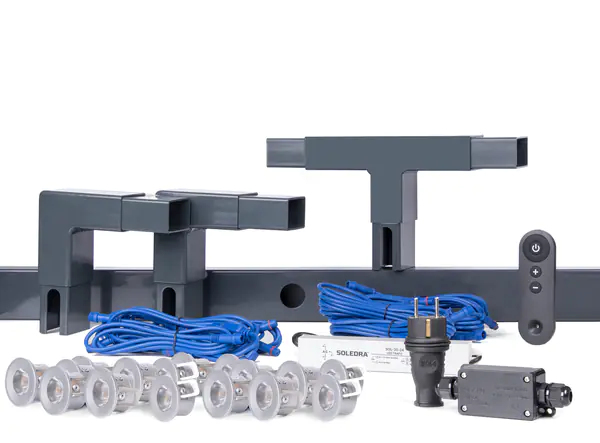 Alberts Beleuchtungsset Highlight für Doppelstabmatten 14 m lang anthrazit