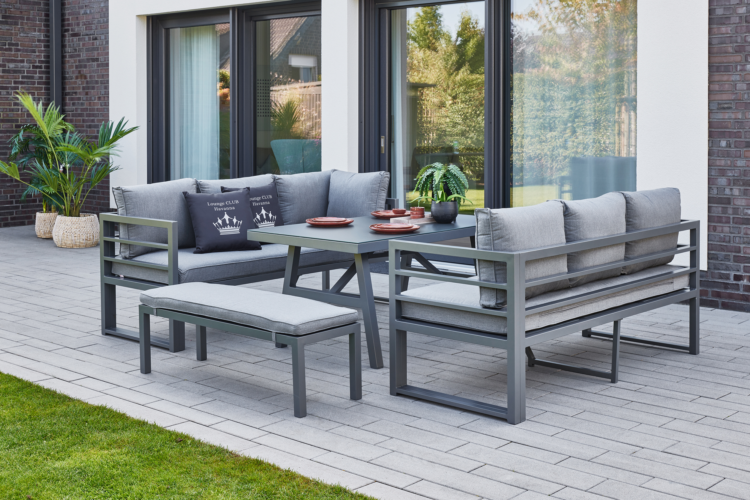 Primaster Aluminium-Dining-Loungeset Riva inkl. Sitz- und Rückenkissen Primaster Aluminium-Dining-Loungeset Riva inkl. Sitz- und Rückenkissen