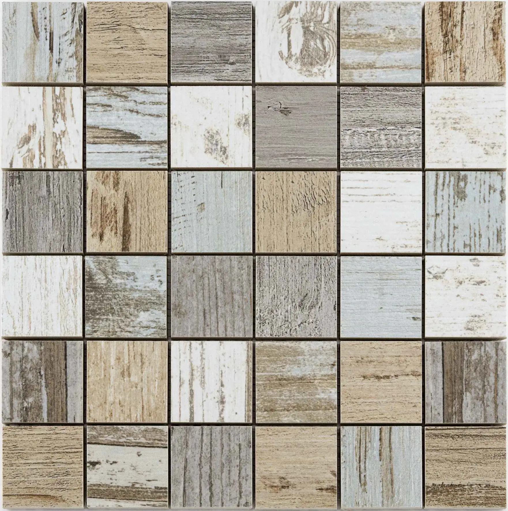 Mosaikfliese Woodstock 30 x 30 cm grau-braun Steinmaß: ca. 4,8 x 4,8 cm