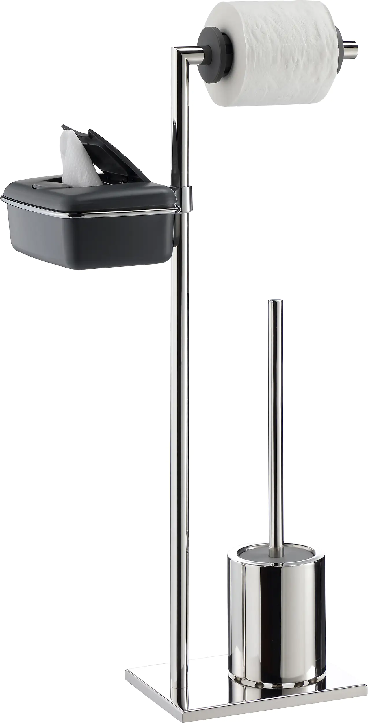 Primaster Toilettenbürstenhalter Edelstahl verchromt Florenz mit Feuchtpapierbox