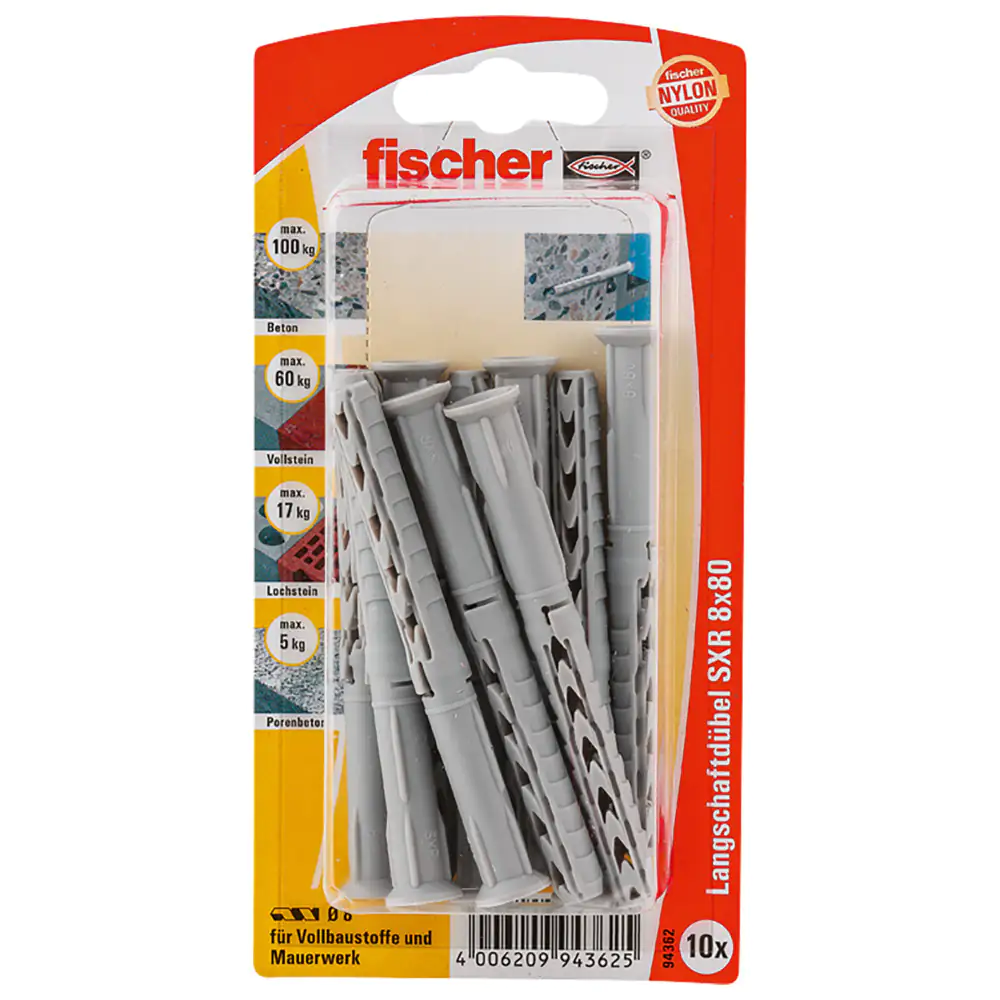 Fischer Langschaftdübel SXR 8.0 x 80 mm - 10 Stück