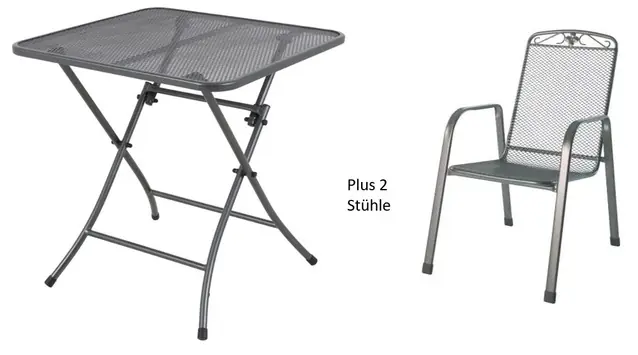 MWH Balkon-Set Latte Metall 2 Stühle