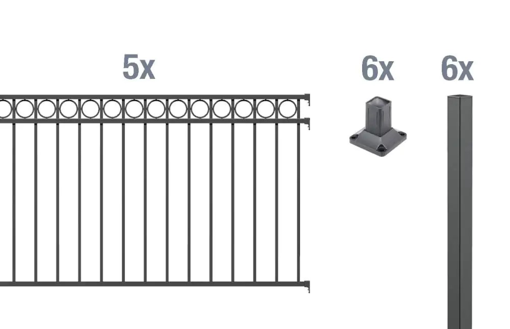 Alberts Komplettset Zaun Circle 10 m 100 cm anthrazit zA Alberts Komplettset Zaun Circle 10 m 100 cm anthrazit zA
