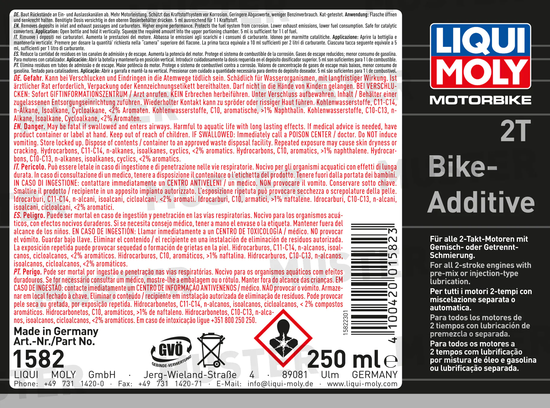 Liqui Moly Motorbike 2T Bike-Additive 250 ml Liqui Moly Motorbike 2T Bike-Additive 250 ml