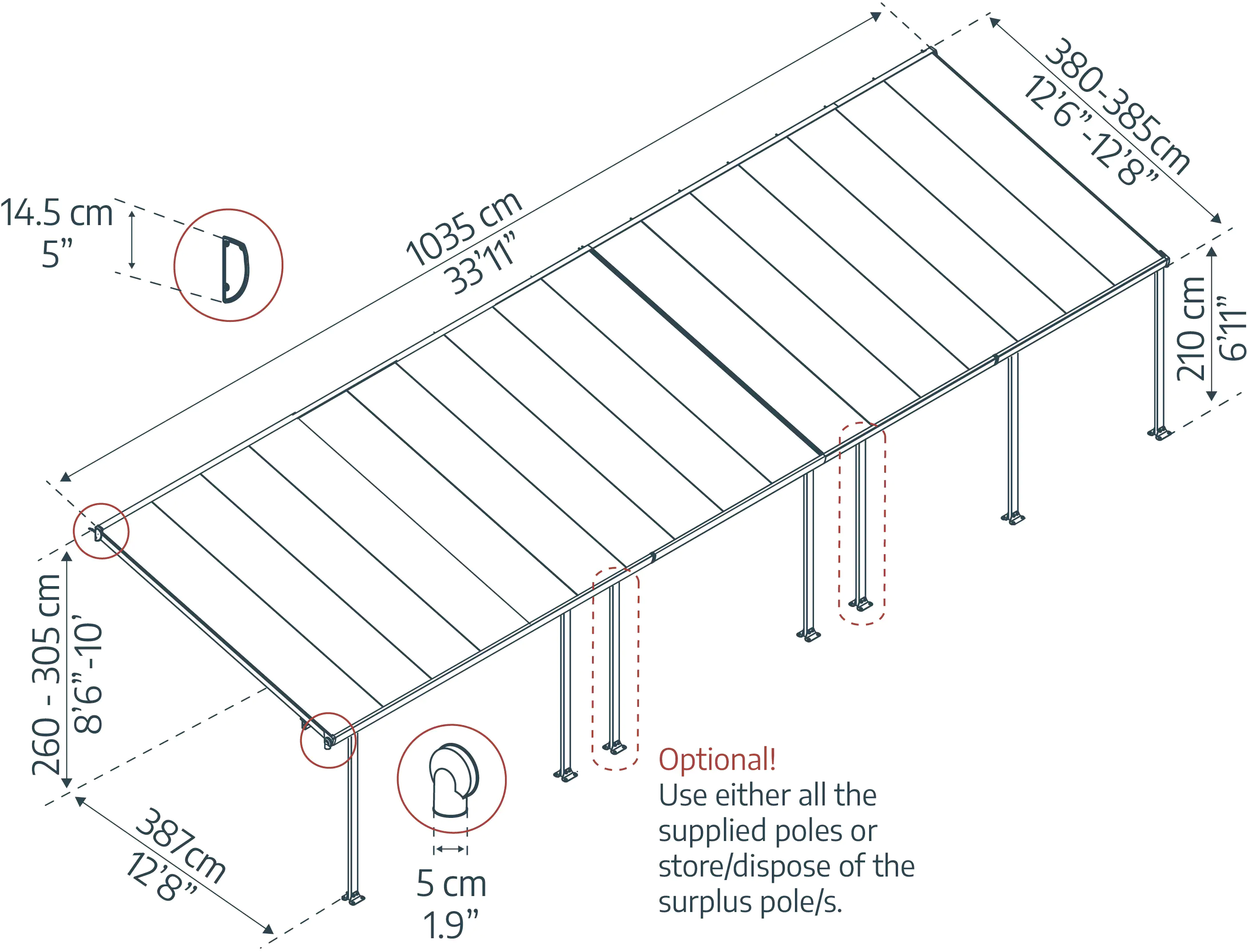 Canopia Terrassenüberdachung Feria 1031 x 380 cm anthrazit Canopia Terrassenüberdachung Feria 1031 x 380 cm anthrazit