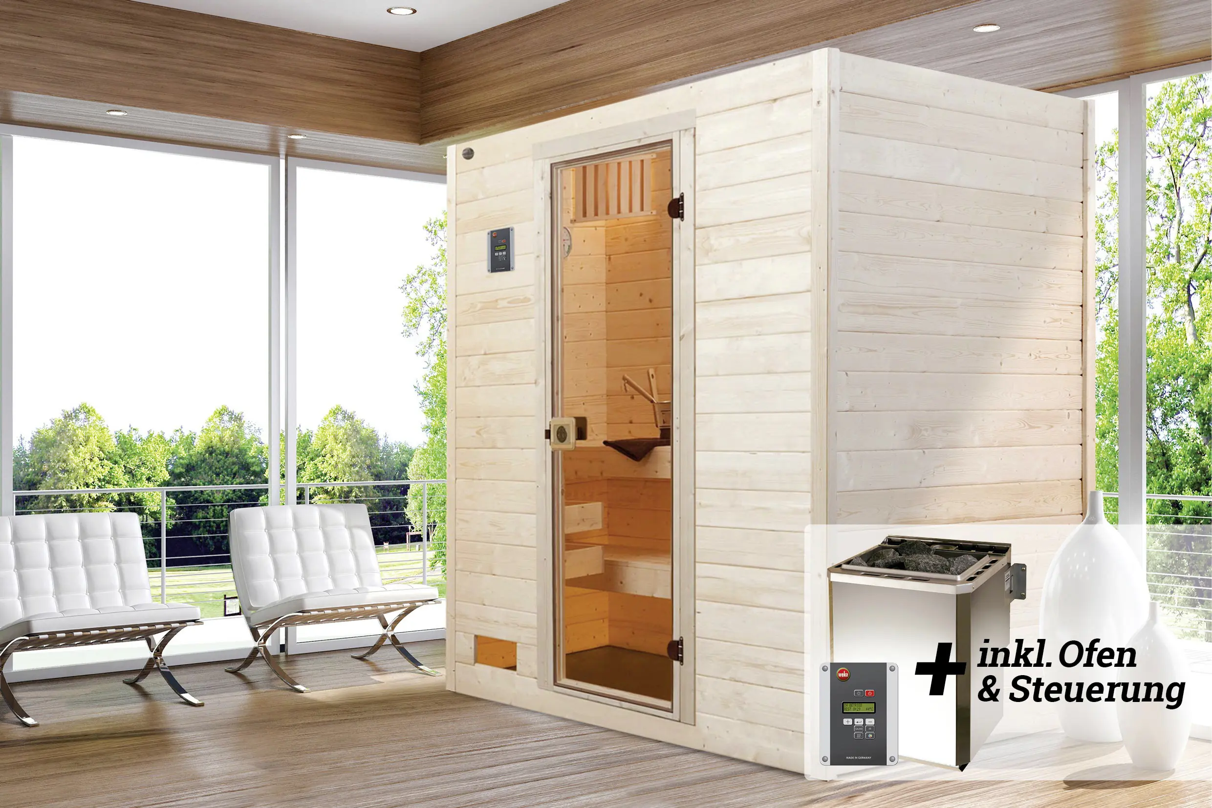 Weka Massivholz-Sauna Valida Gr. 2 Sparset 4,5 kW BioS