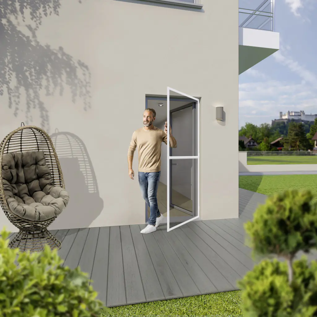 TrendLine Fliegenschutz-Tür 100 x 210 cm schwarz/weiß kürzbar