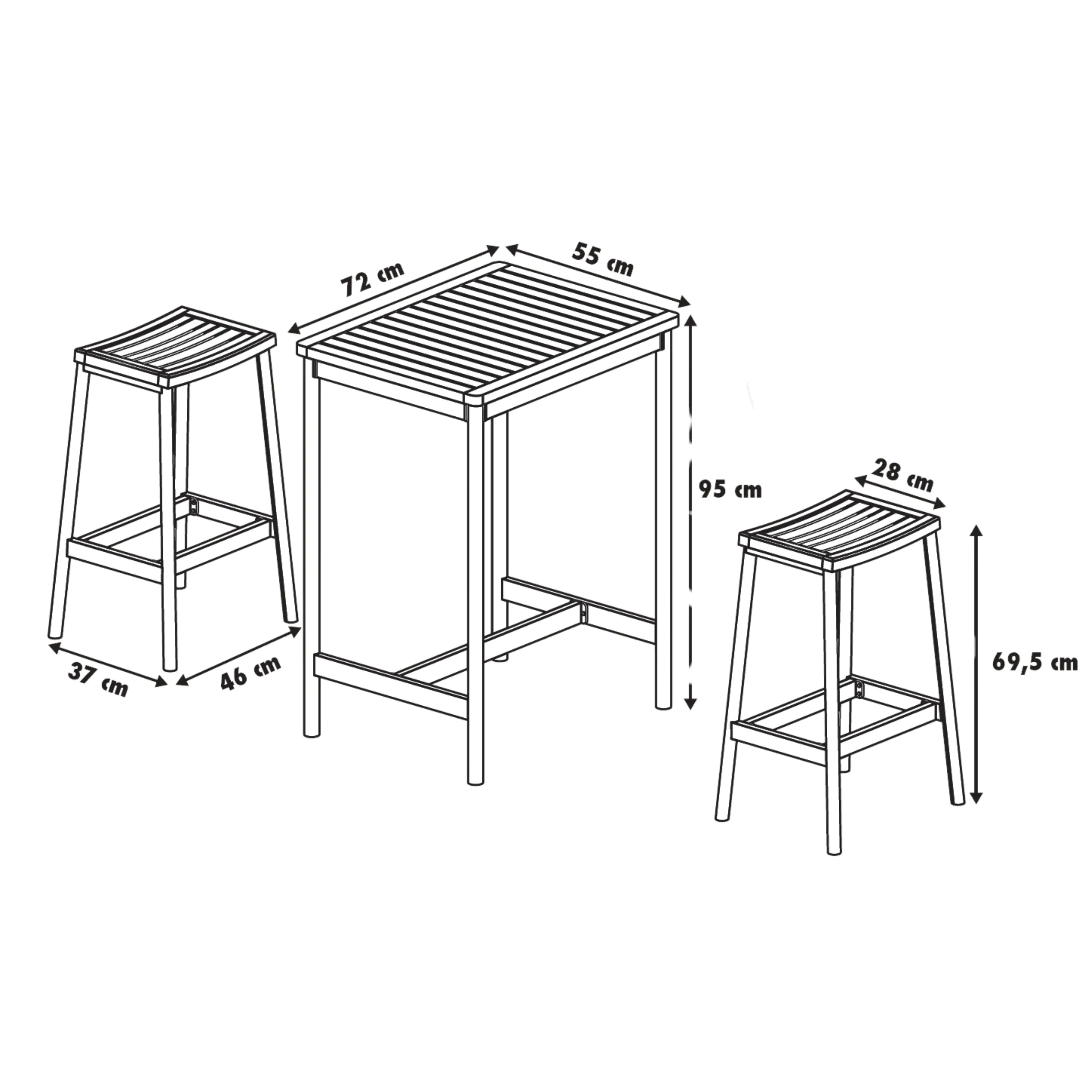 Primaster Bar-Set Salo Eucalyptusholz