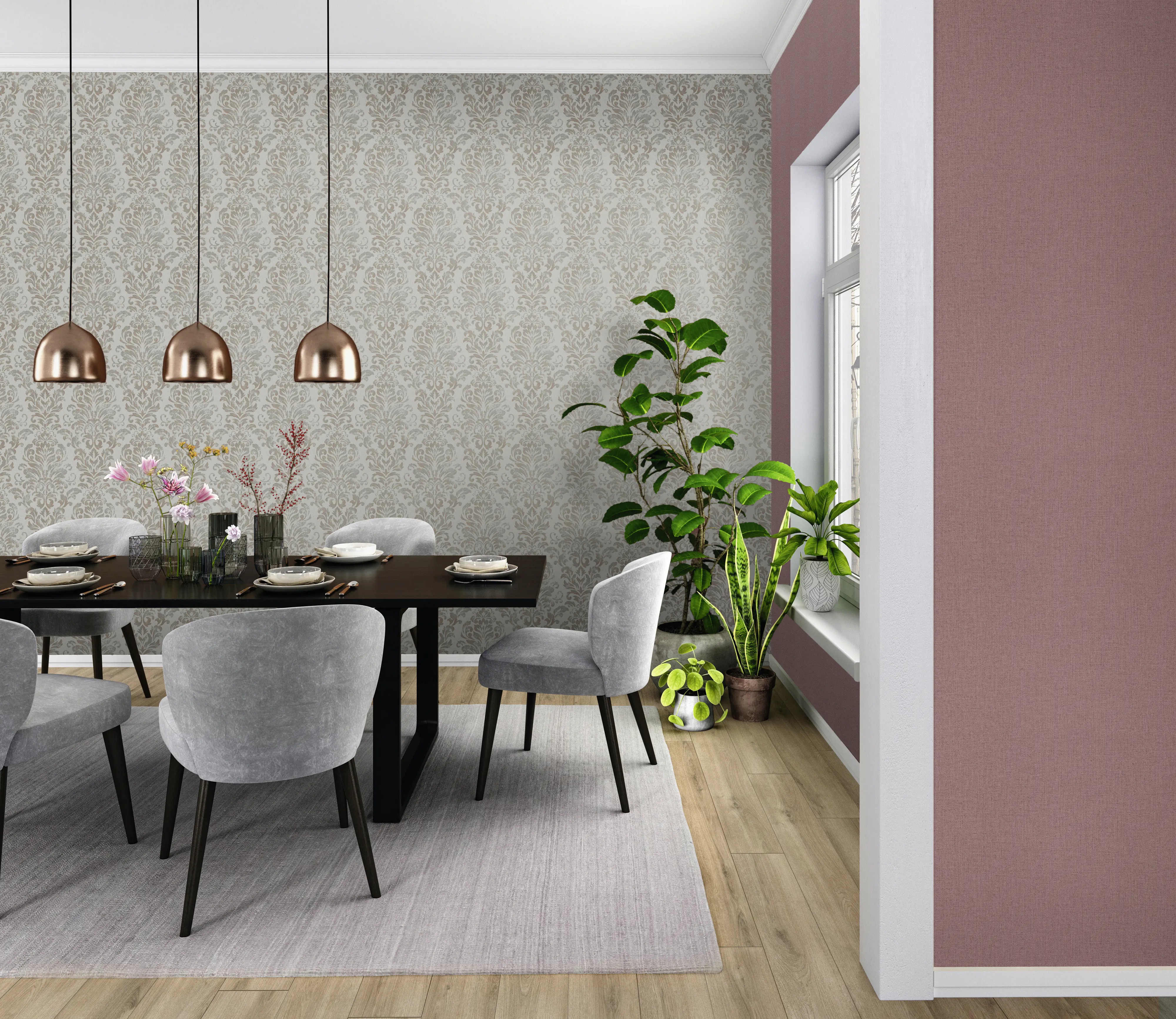 Rasch Vliestapete 560169 Barbara Home III, Textilstruktur rot, 10,05 x 0,53 m