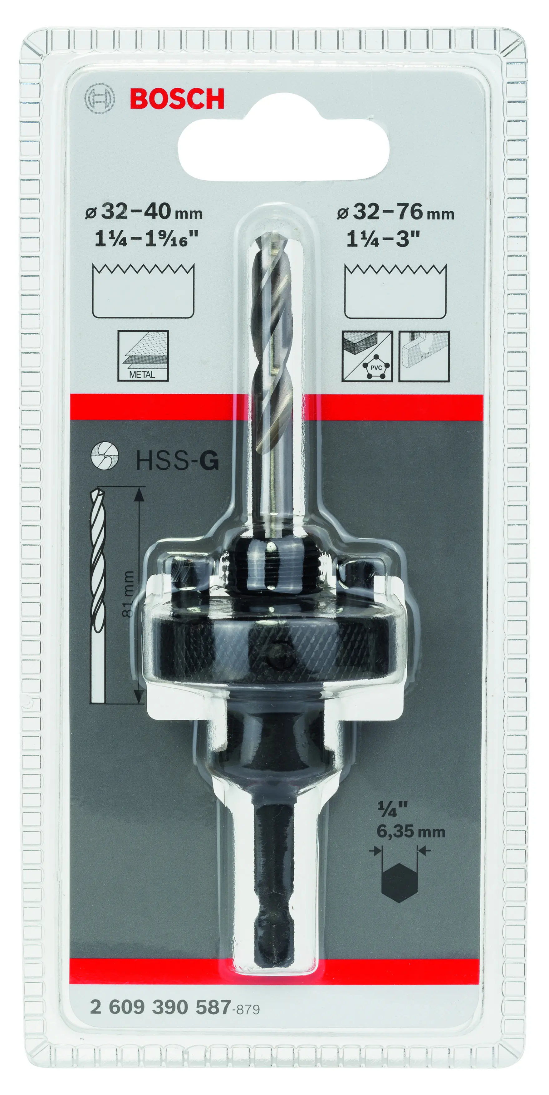 Bosch Sechskant-Steckdosenadapter für Lochsägen 32 bis 76 mm
