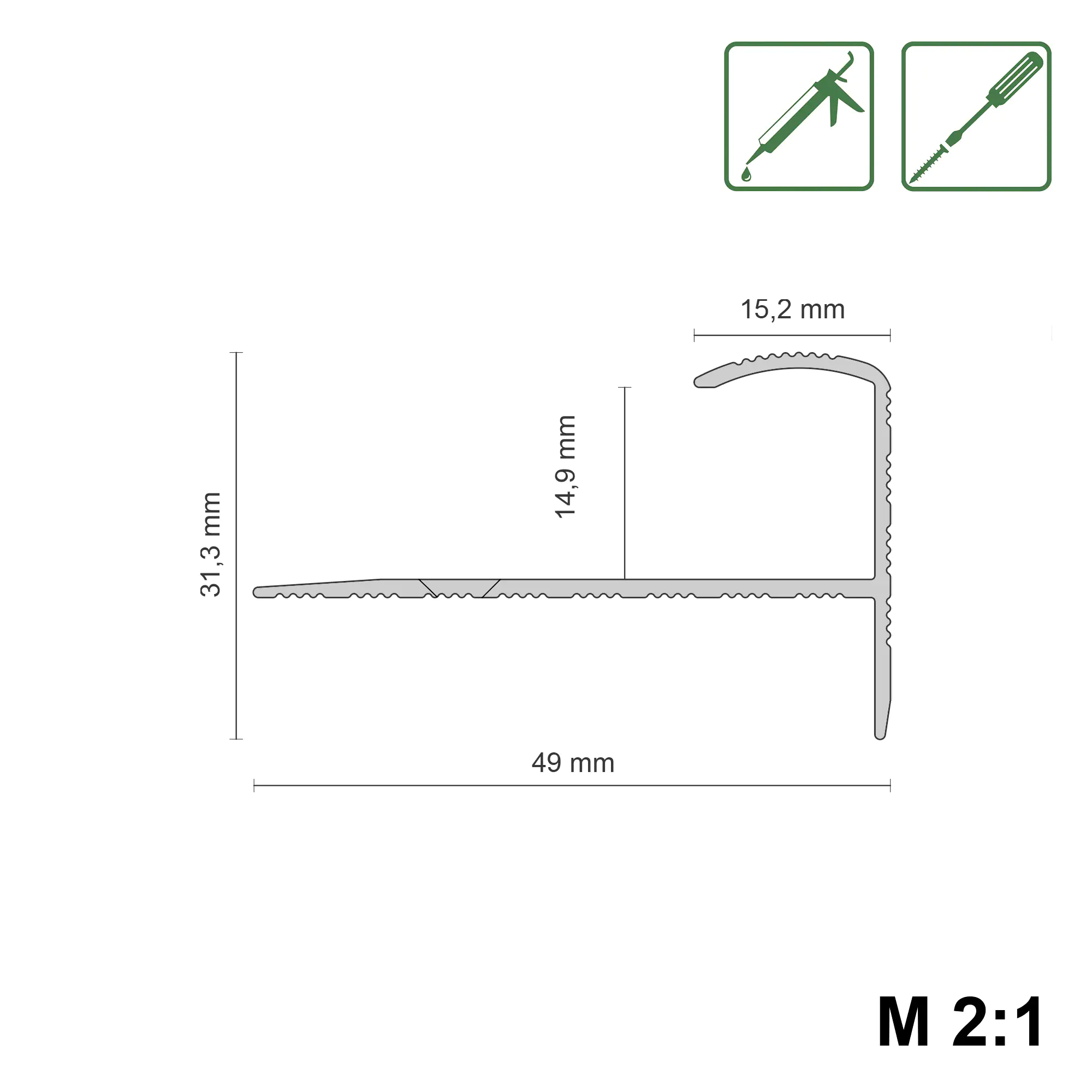 Treppenprofil 49 x 1350 mm