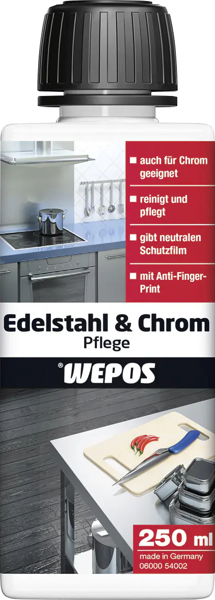 Wepos Edelstahl & Chrompflege 250 ml