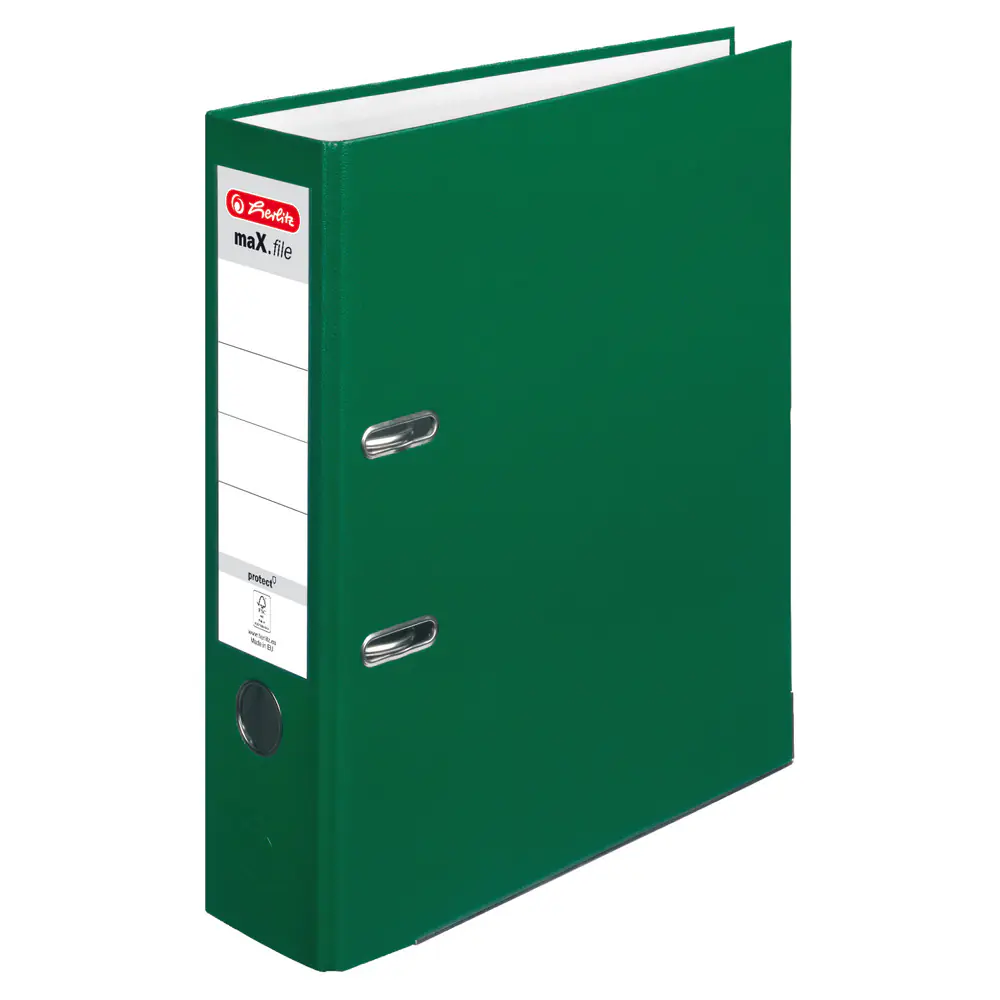 herlitz Ordner max.file protect A4 PP-Folienbezug Fenster 8 cm grün