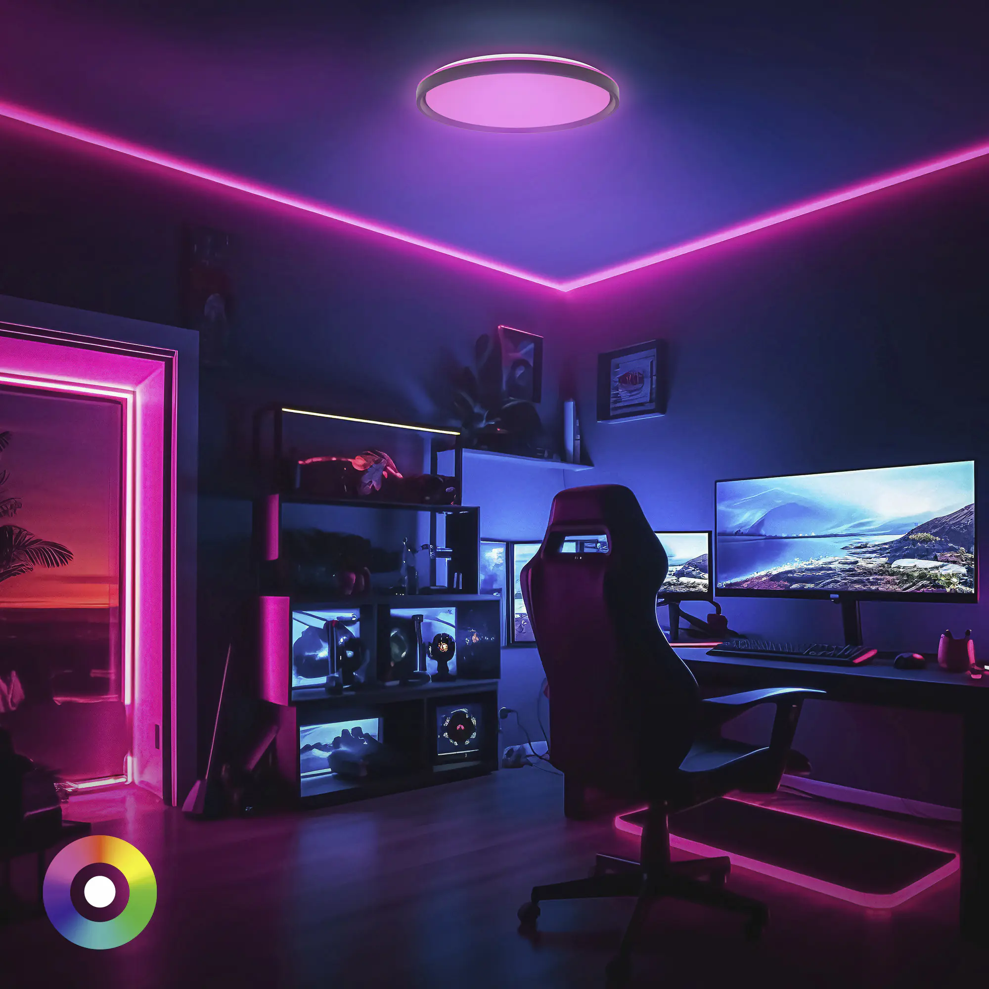 Briloner LED-Deckenleuchte Jus Ø48,5 cm schwarz matt RGB dimmbar