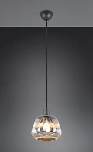 Trio Leuchten LED Pendelleuchte Tarifa E27 schwarz, Metall/Glas