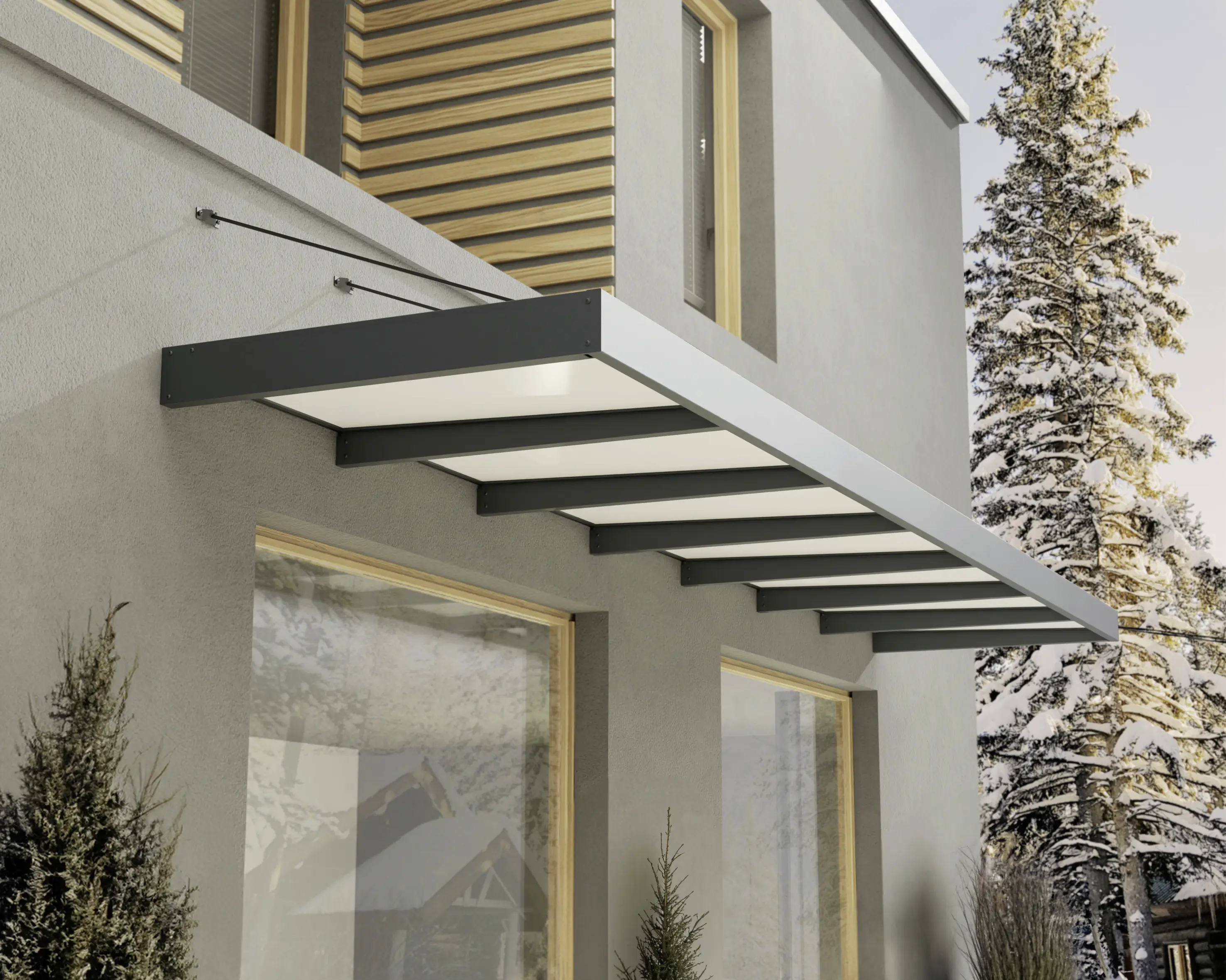 Canopia Vordach Sophia XL 7000  Grau Alu 660 x 140 cm