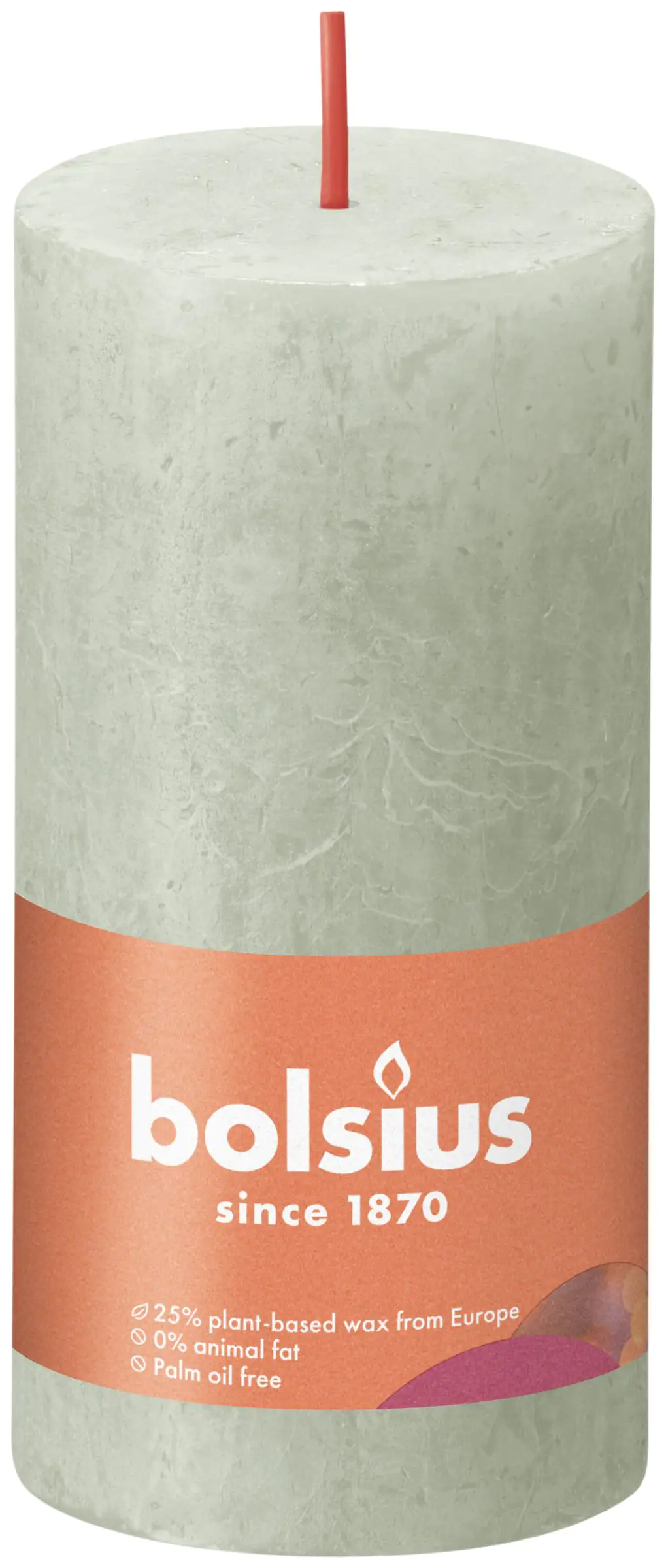 Bolsius Rustik Stumpenkerze nebeliges Grün, Höhe: 10 cm , Ø 5 cm