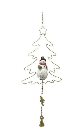 TrendLine Weihnachtsanhänger Tanne mit Schneemann Metall 10 x 83 cm gold