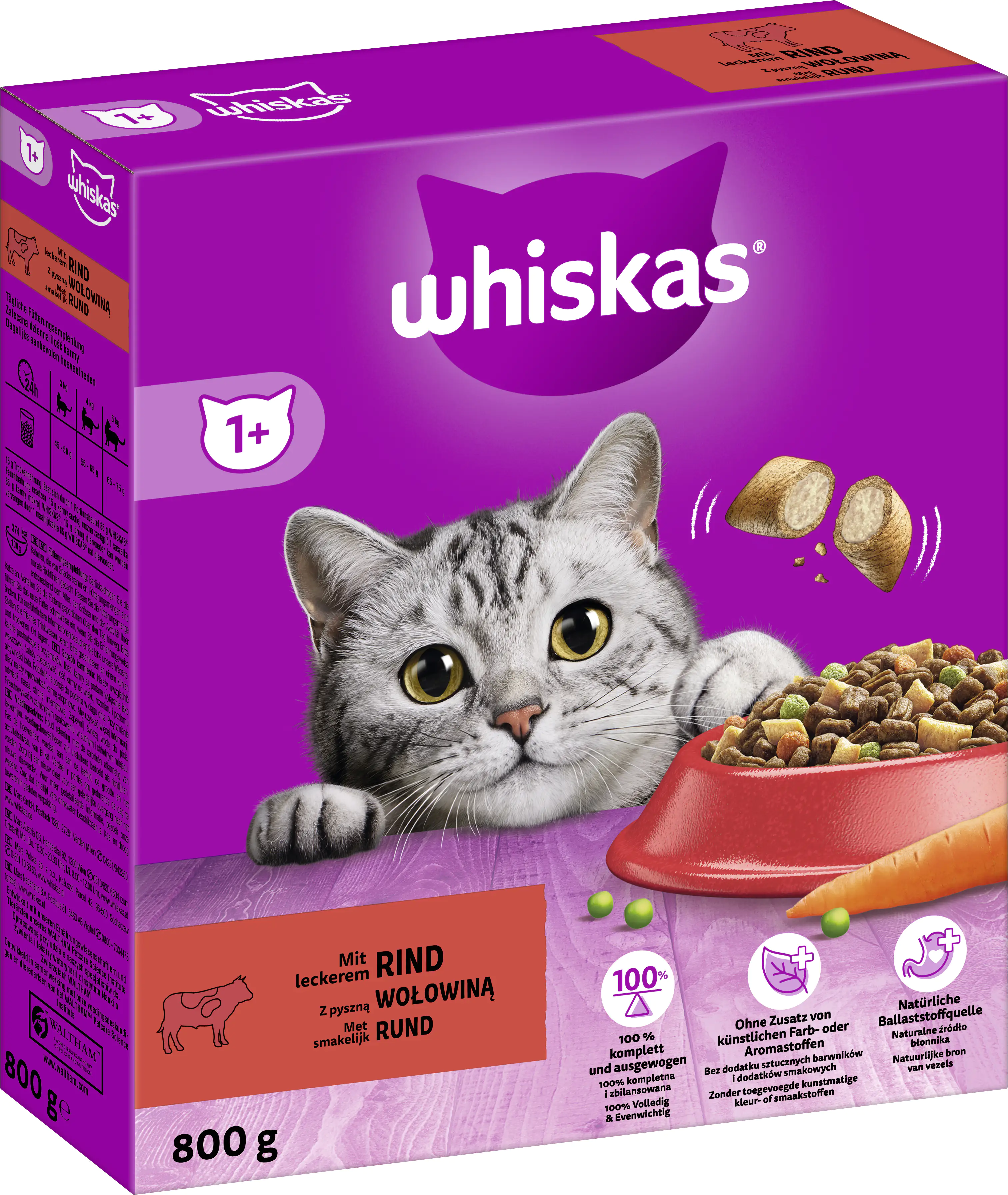 Whiskas Trockenfutter 1+ mit Rind 800 g kaufen Globus Baumarkt