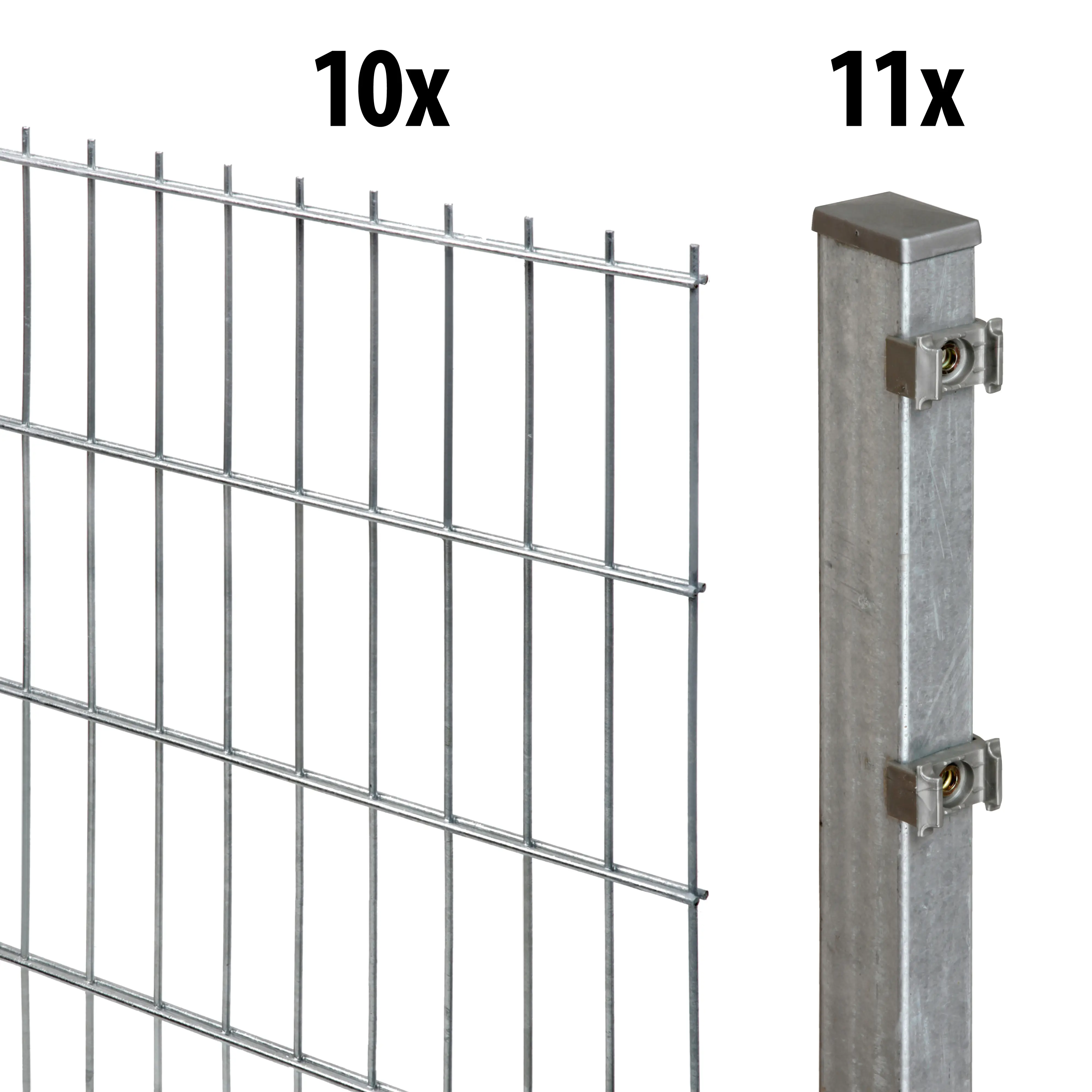 Floraworld Doppelstabmatten-Zaun Set Comfort 20 m 201 x 143 cm inkl. 11 Pfosten 200 cm feuerverzinkt