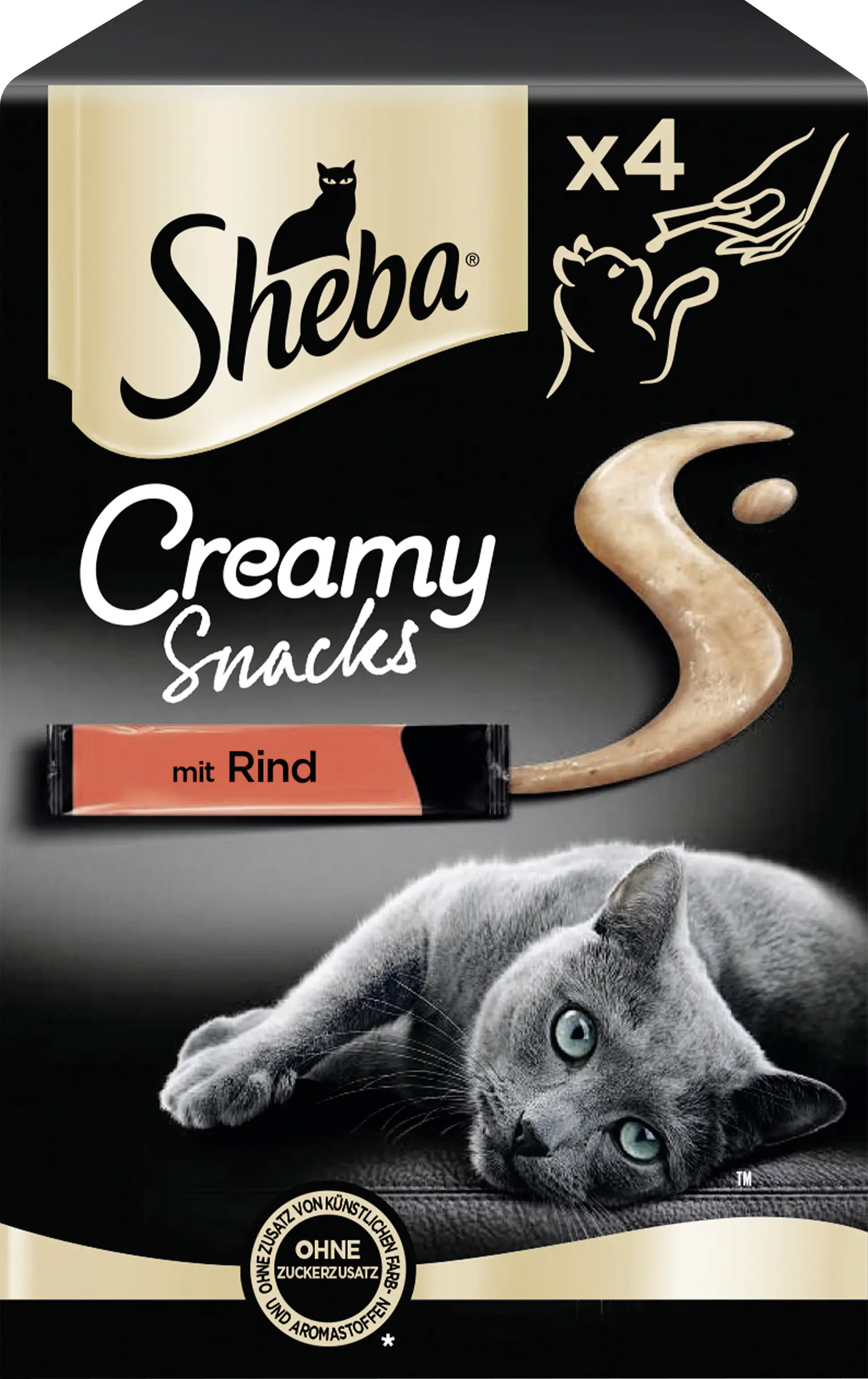 Sheba Creamy Snacks Katzenleckerli Adult 4 x 12 g Rind