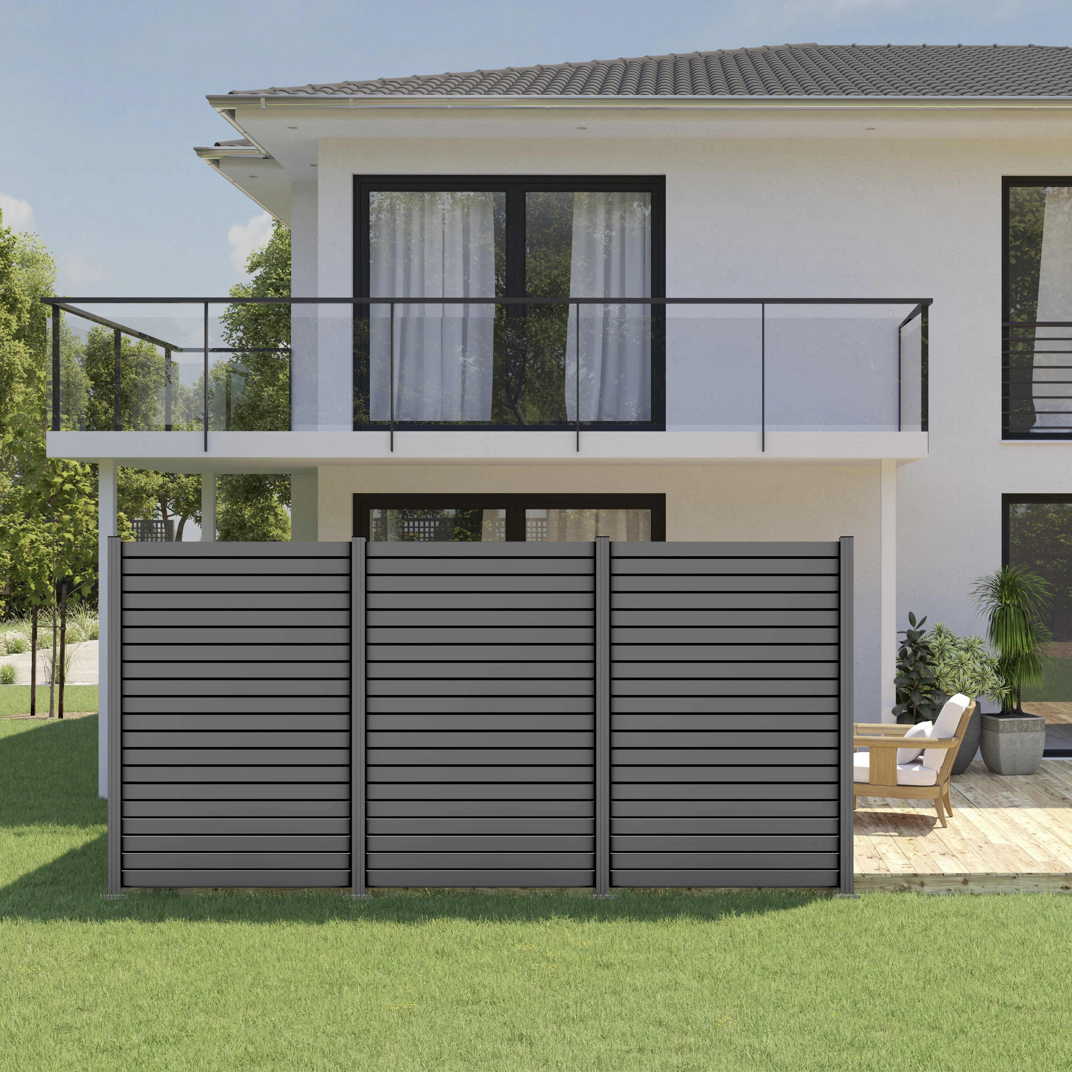 Ambiente Alu-Zaun Grundset Rhombus MINI 187 x 124,2 cm grau