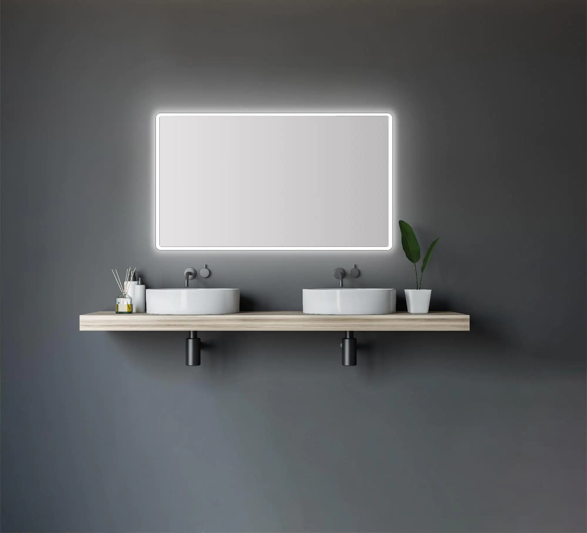 DSK LED Lichtspiegel Silver Luna 120 x 70 cm