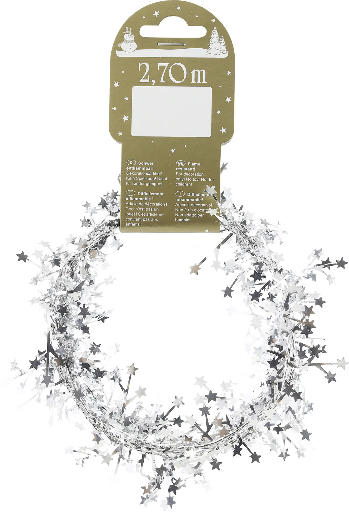 Girlande mit Ministernchen-Motiv Kunststoff 270 cm silber 