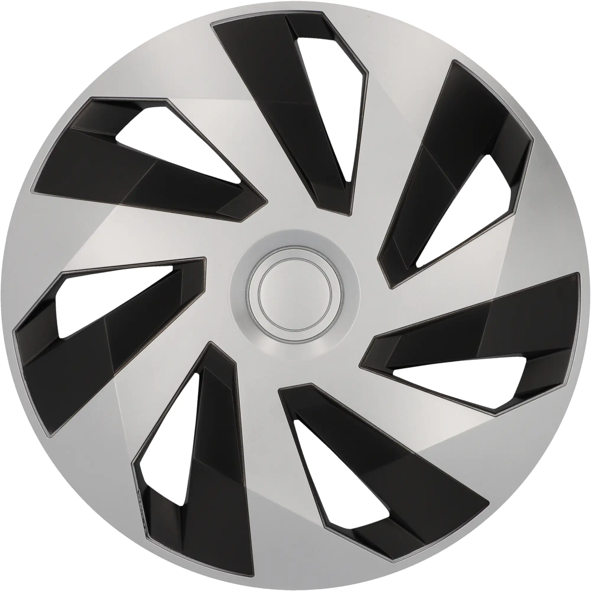 Cartrend Radzierblenden Flow 38 cm (15 Zoll) silber schwarz 4 Stück