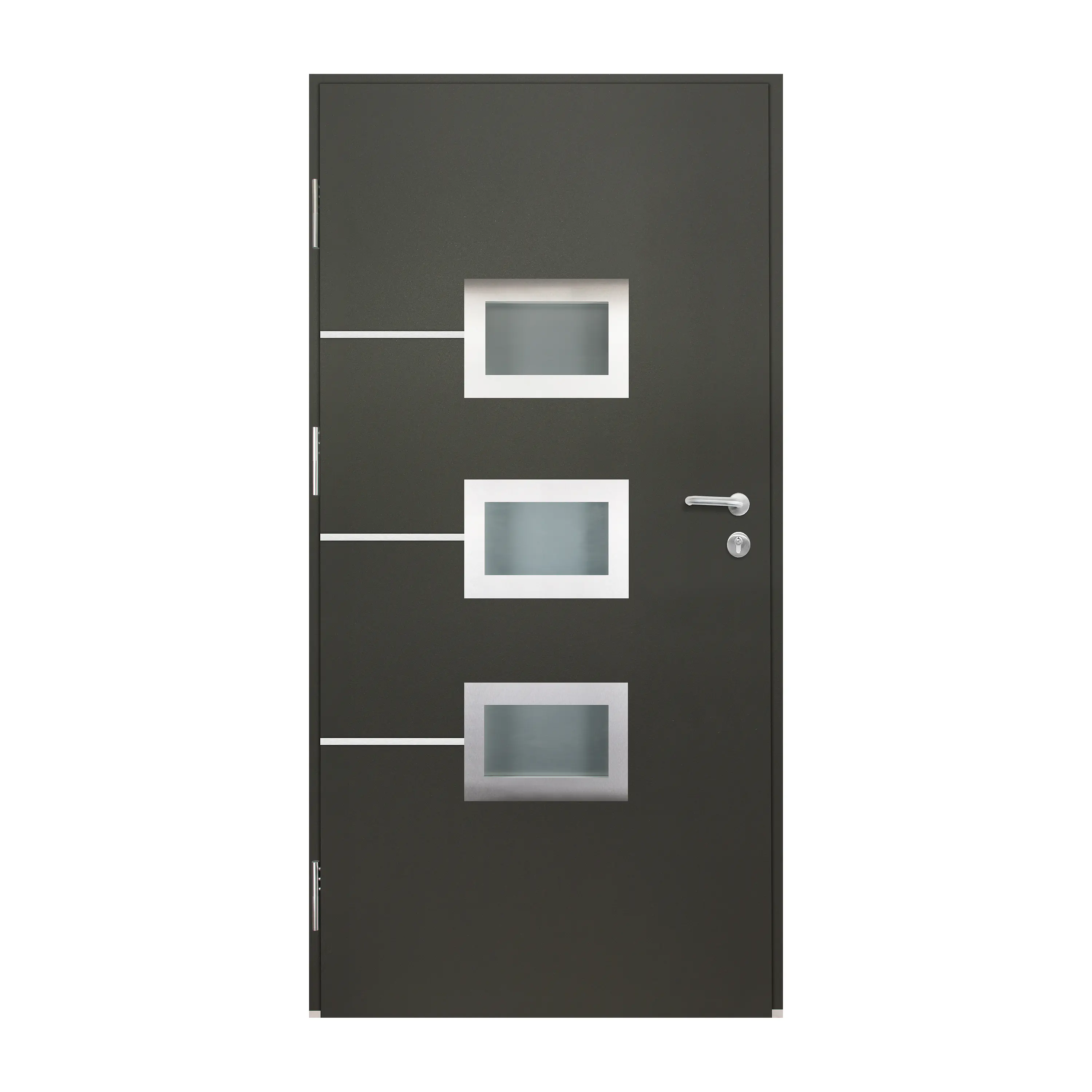 Splendoor Haustür Passivedoor Premium B03 Aluminium/Stahl anthrazit DIN links 98 x 208 cm mit Fingerscan