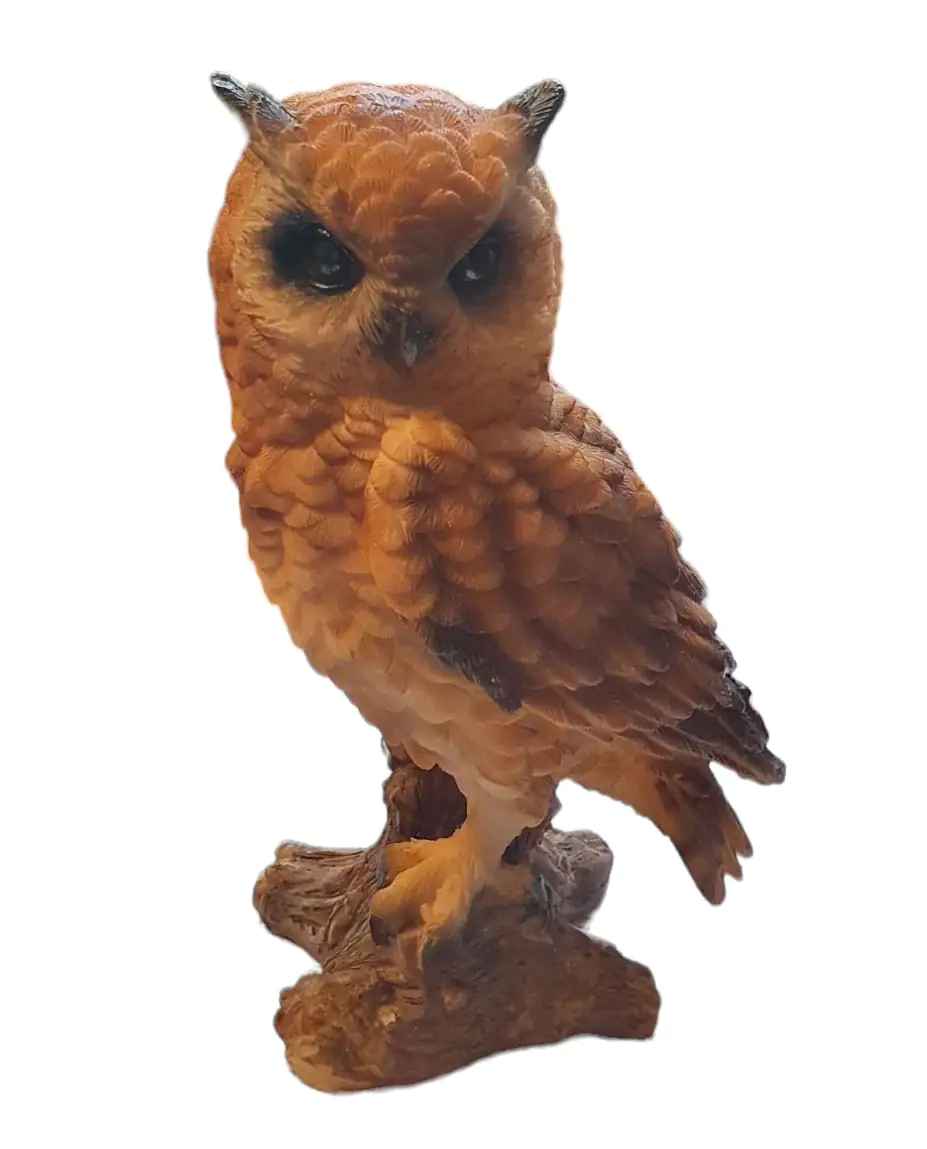 Figur Uhu klein Polyresin 16 x 11 x 7 cm braun